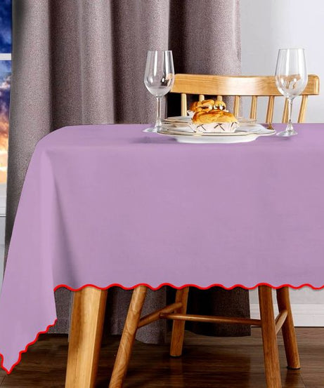 Scallop Embroidery Sateen Cotton Solid Table Cloth - Lilac
