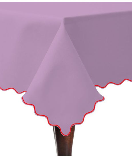 Scallop Embroidery Sateen Cotton Solid Table Cloth - Lilac