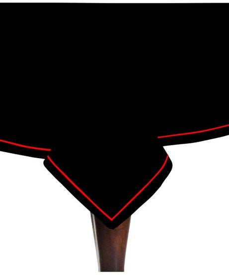 Single Embroidery Border Sateen Cotton Solid Table Cloth - Black