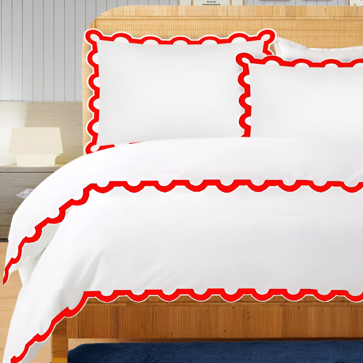 400TC U Shape Applique Embroidery Cotton Duvet Cover Set