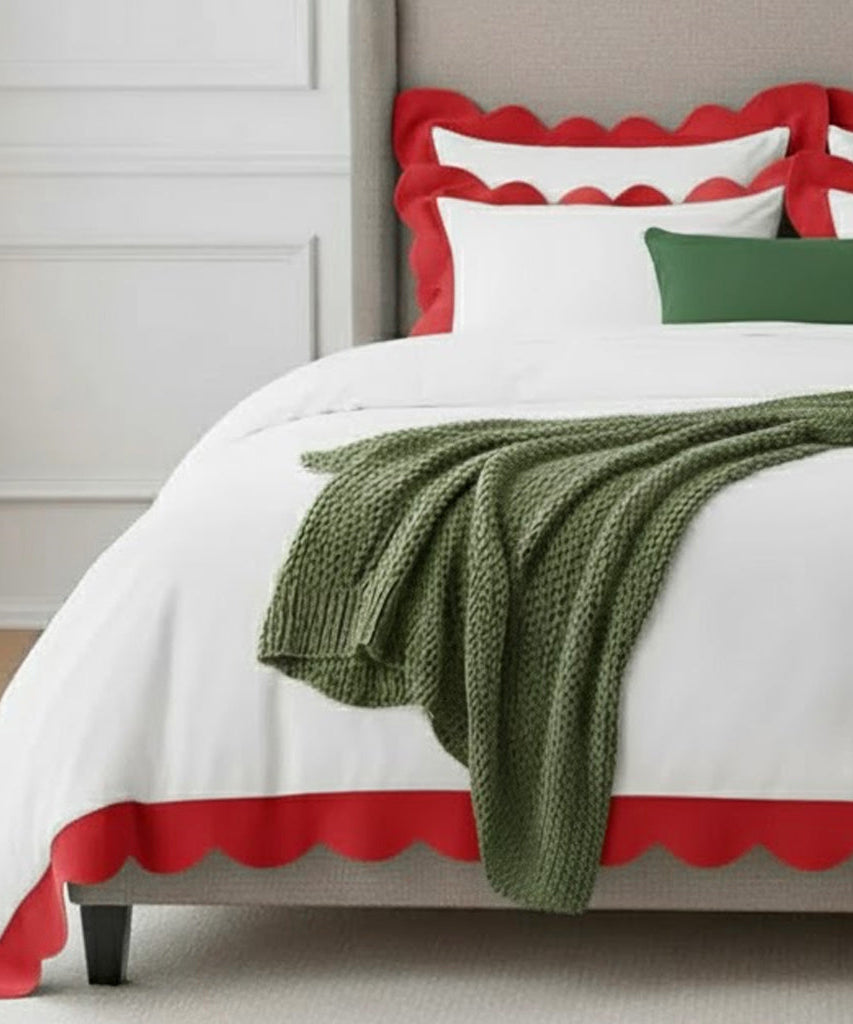 Wavy Applique Embroidery Cotton Duvet Cover Set