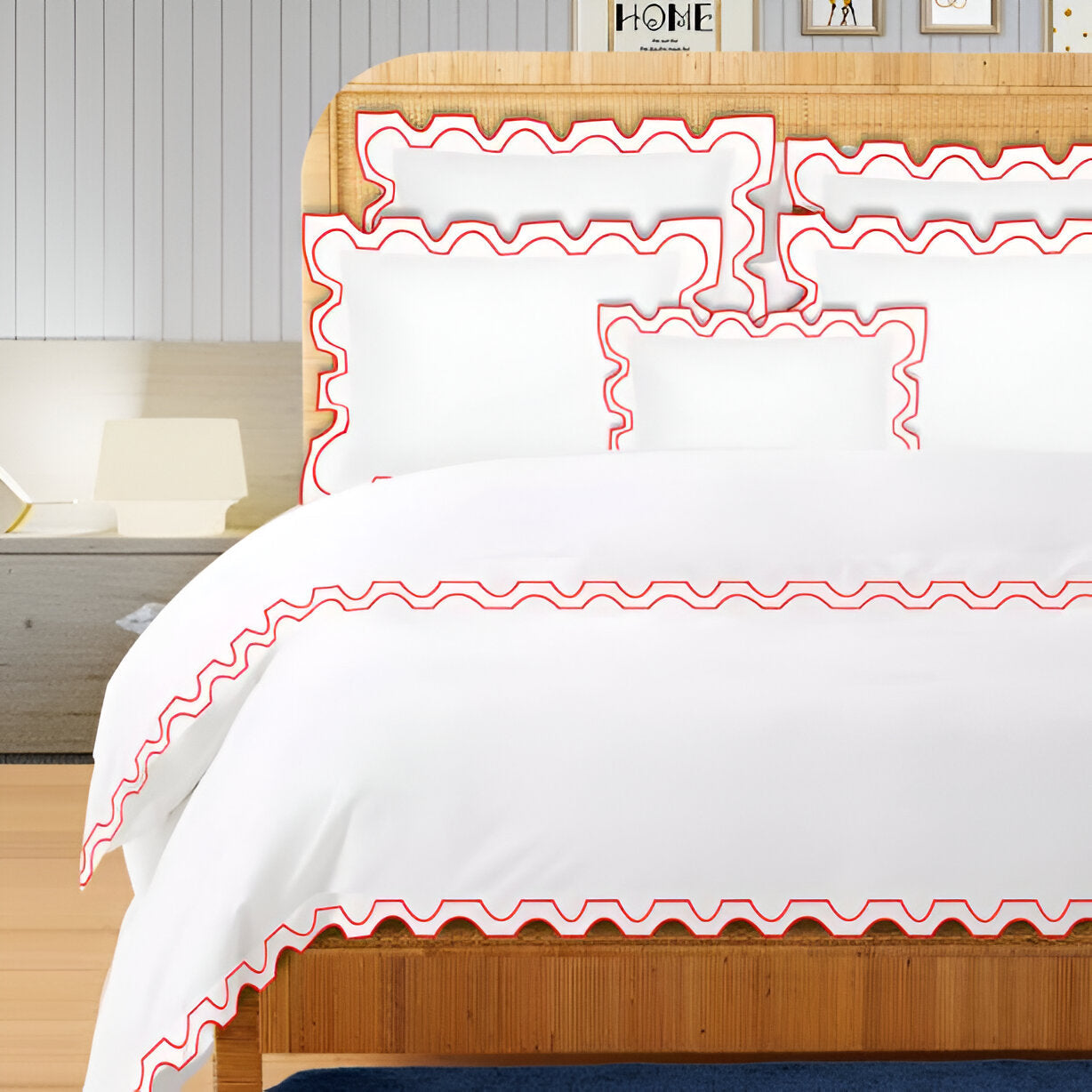400TC Zig & Zag U Shape Embroidery Cotton Duvet Cover Set