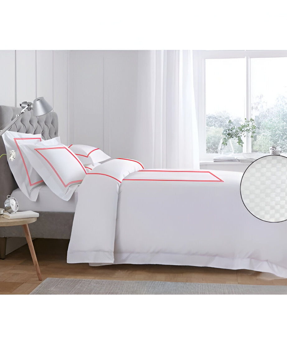 400TC Cotton Double Embroidery Sateen Microcheck Duvet Cover Set