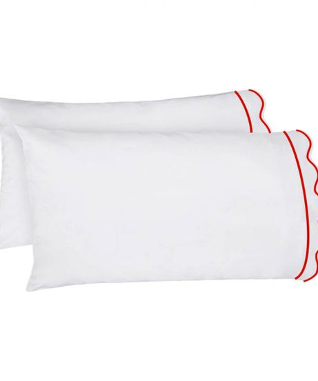 400TC Cotton Scallop Embroidery & Border Sateen Solid Sheet Set
