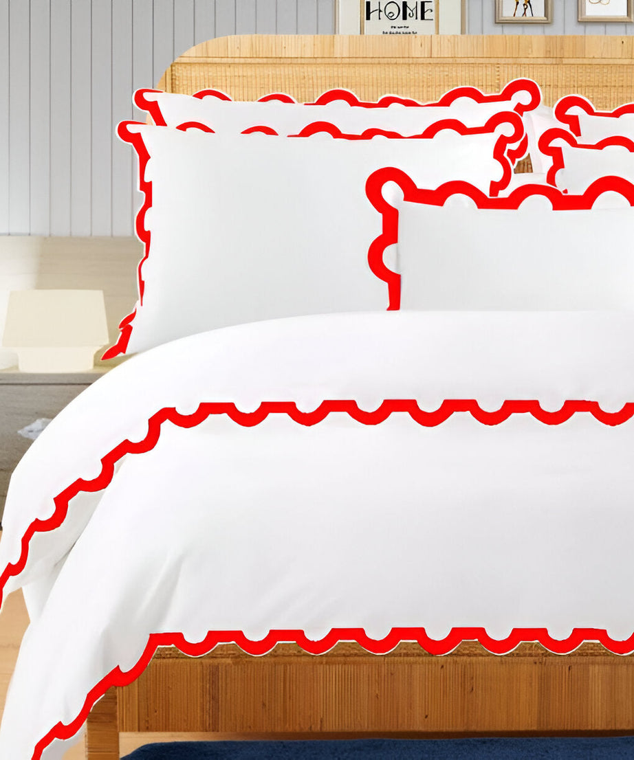 400TC U Shape Applique Embroidery Cotton Duvet Cover Set