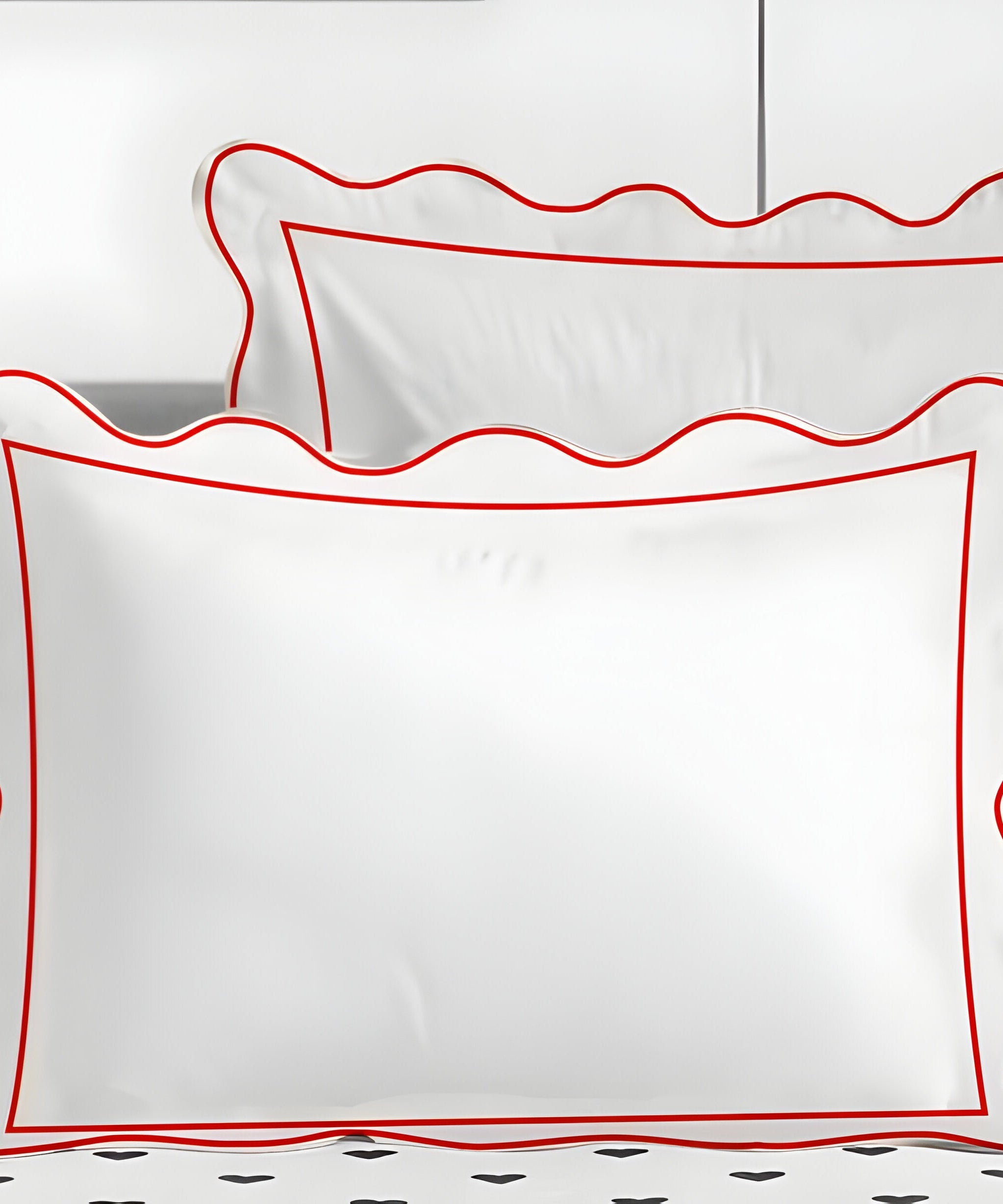 400TC Cotton Scallop Embroidery & Border Sateen Solid Duvet Cover Set