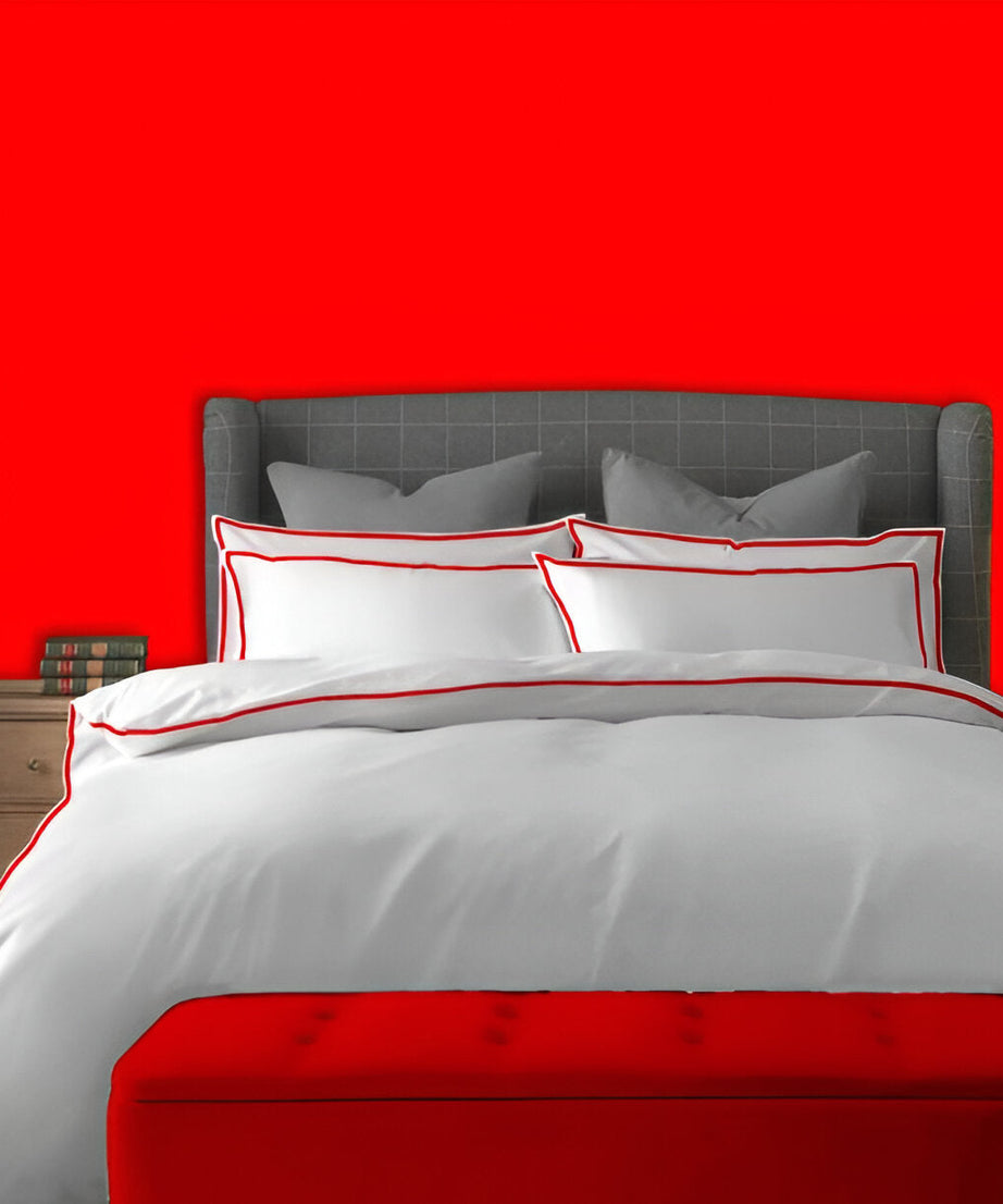 400TC Embroidery Cotton Sateen Solid Duvet Cover Set