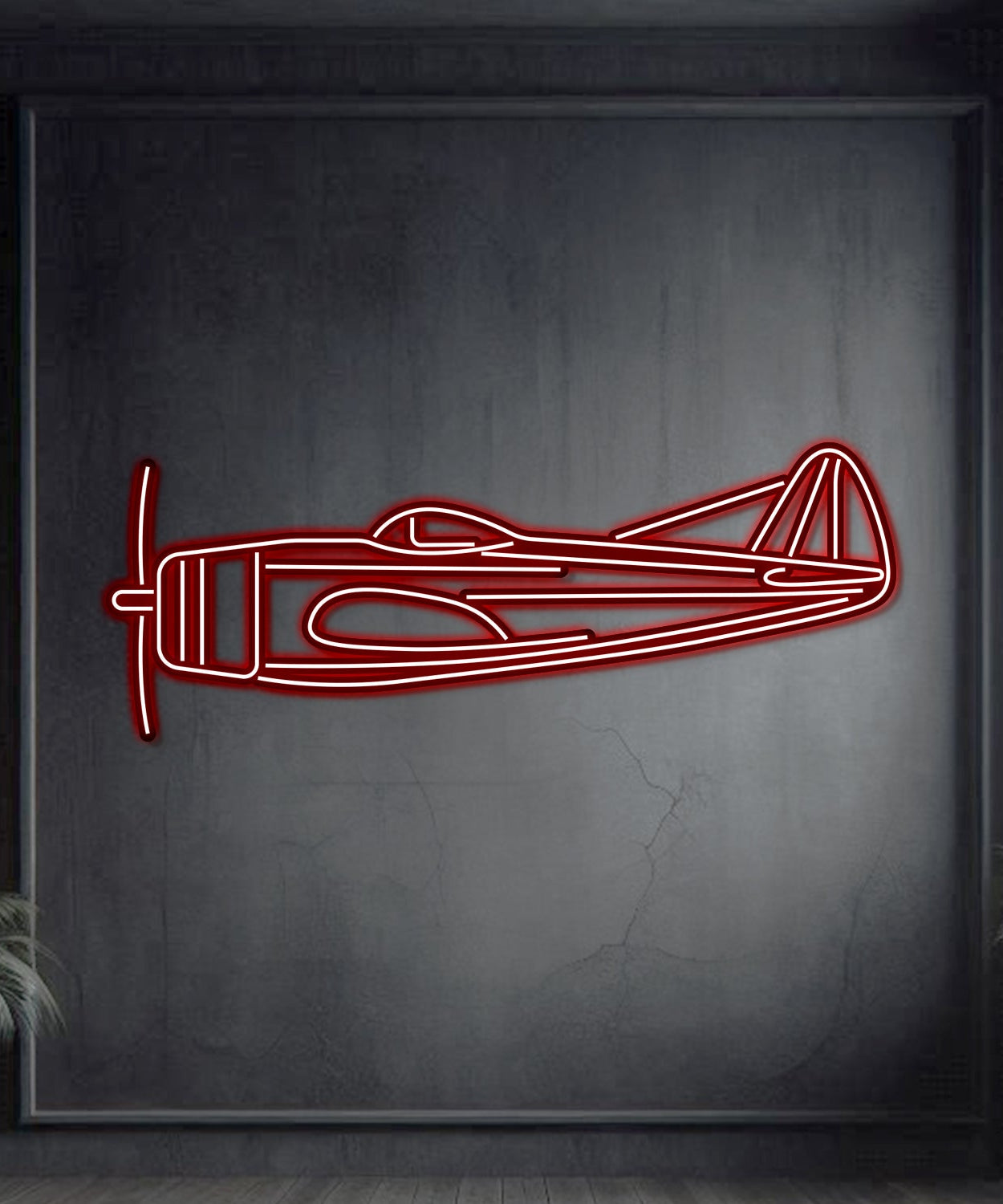 P-47D Metall-Neon-Flugzeug-Wandkunst – NCN0054