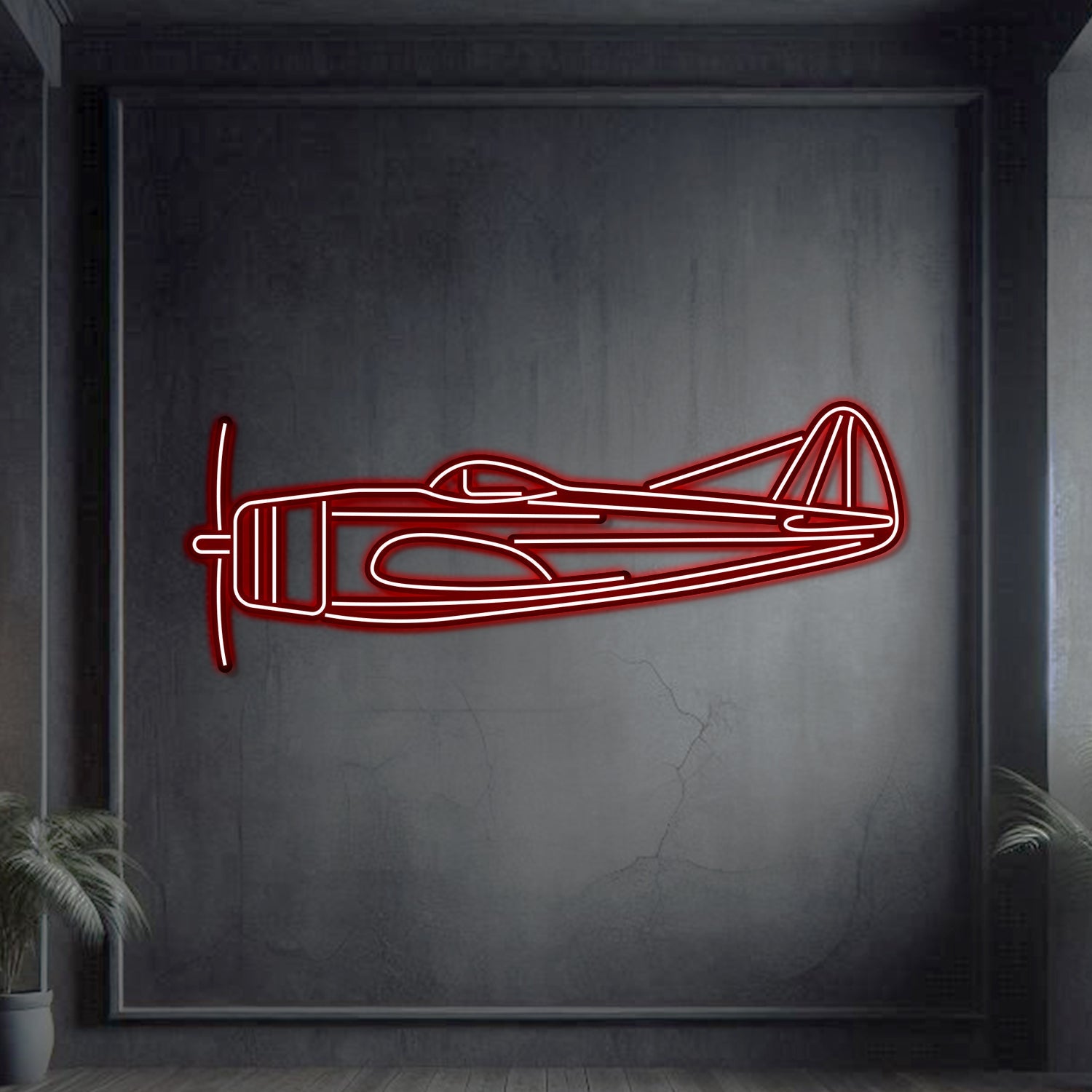 P-47D Metall-Neon-Flugzeug-Wandkunst – NCN0054