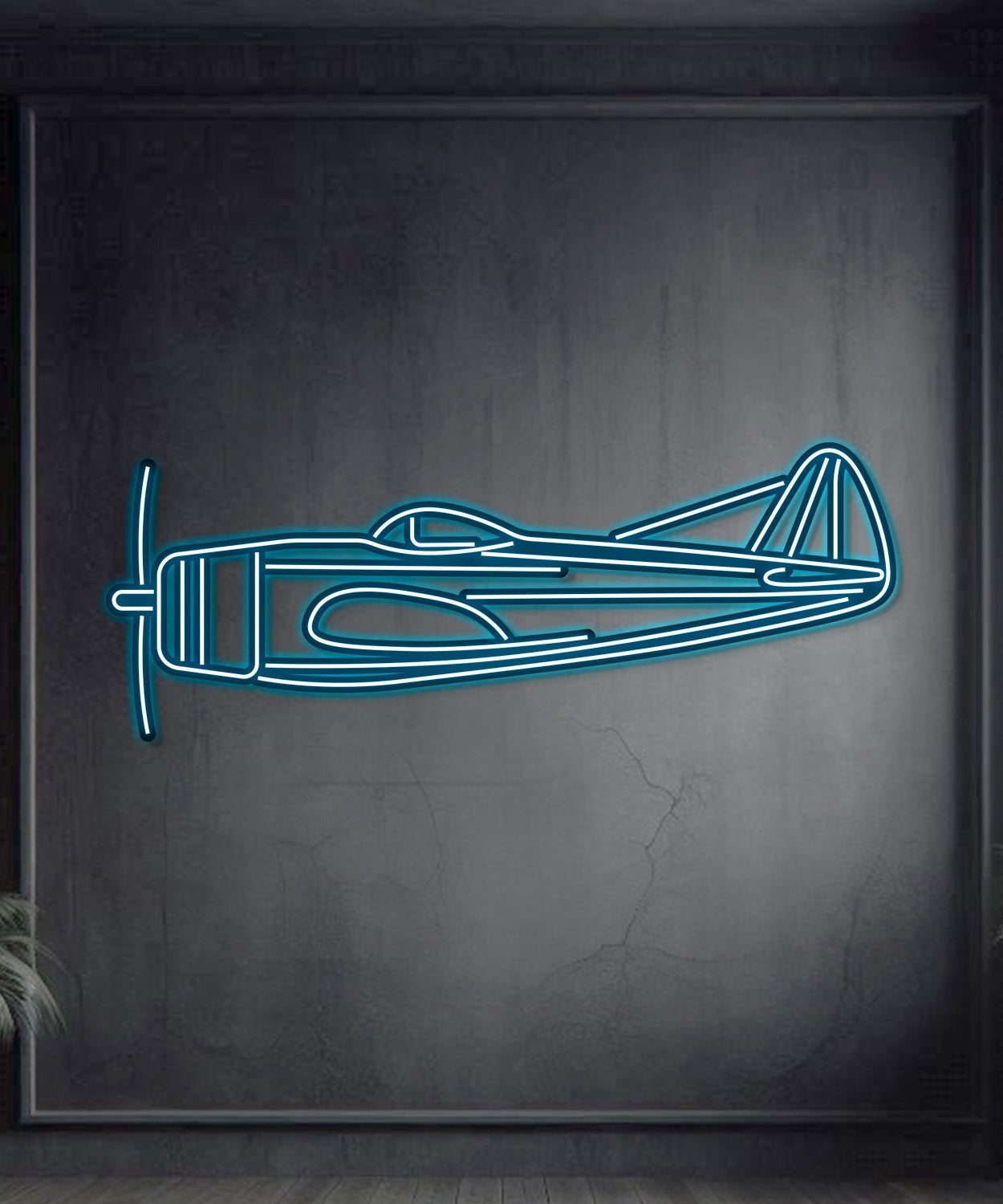 P-47D Metall-Neon-Flugzeug-Wandkunst – NCN0054