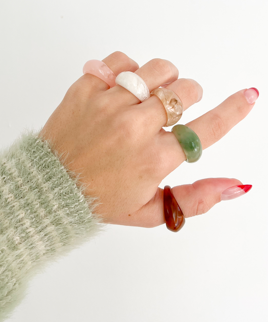 Resin Dome Ring Set