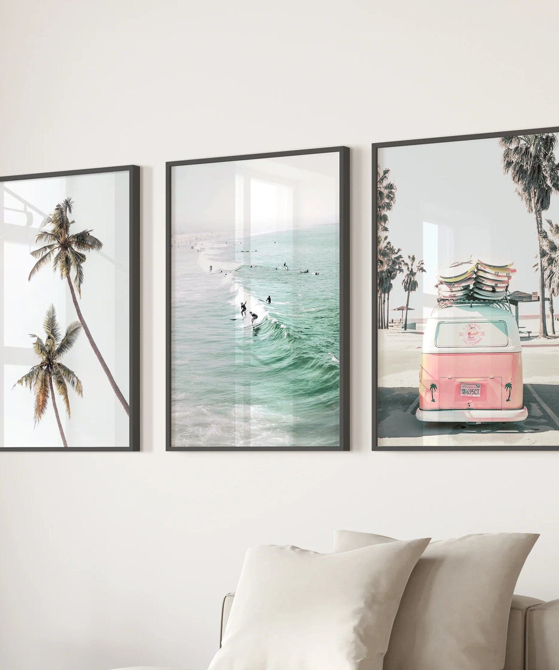 Tropical Beach Wall Art Set. Modern Coastal Surfing Prints
