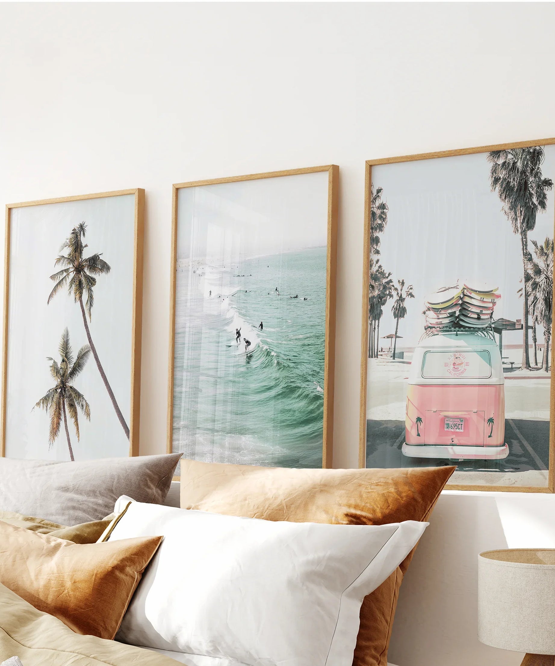Tropical Beach Wall Art Set. Modern Coastal Surfing Prints