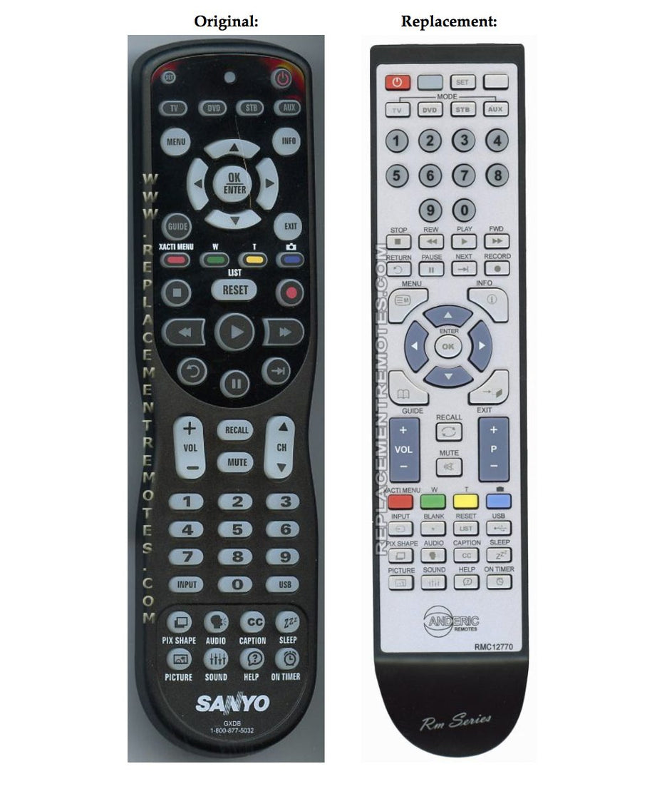 Anderic Replacement TV Remote Control for Sanyo GXDB - RMC12770