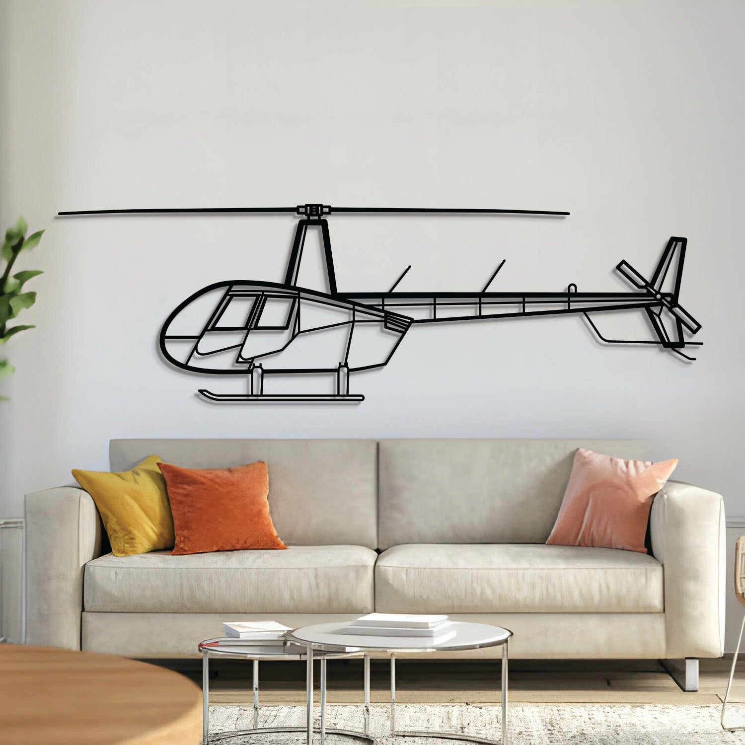 R44 Raven II Metallflugzeug Wandkunst - NCP0120