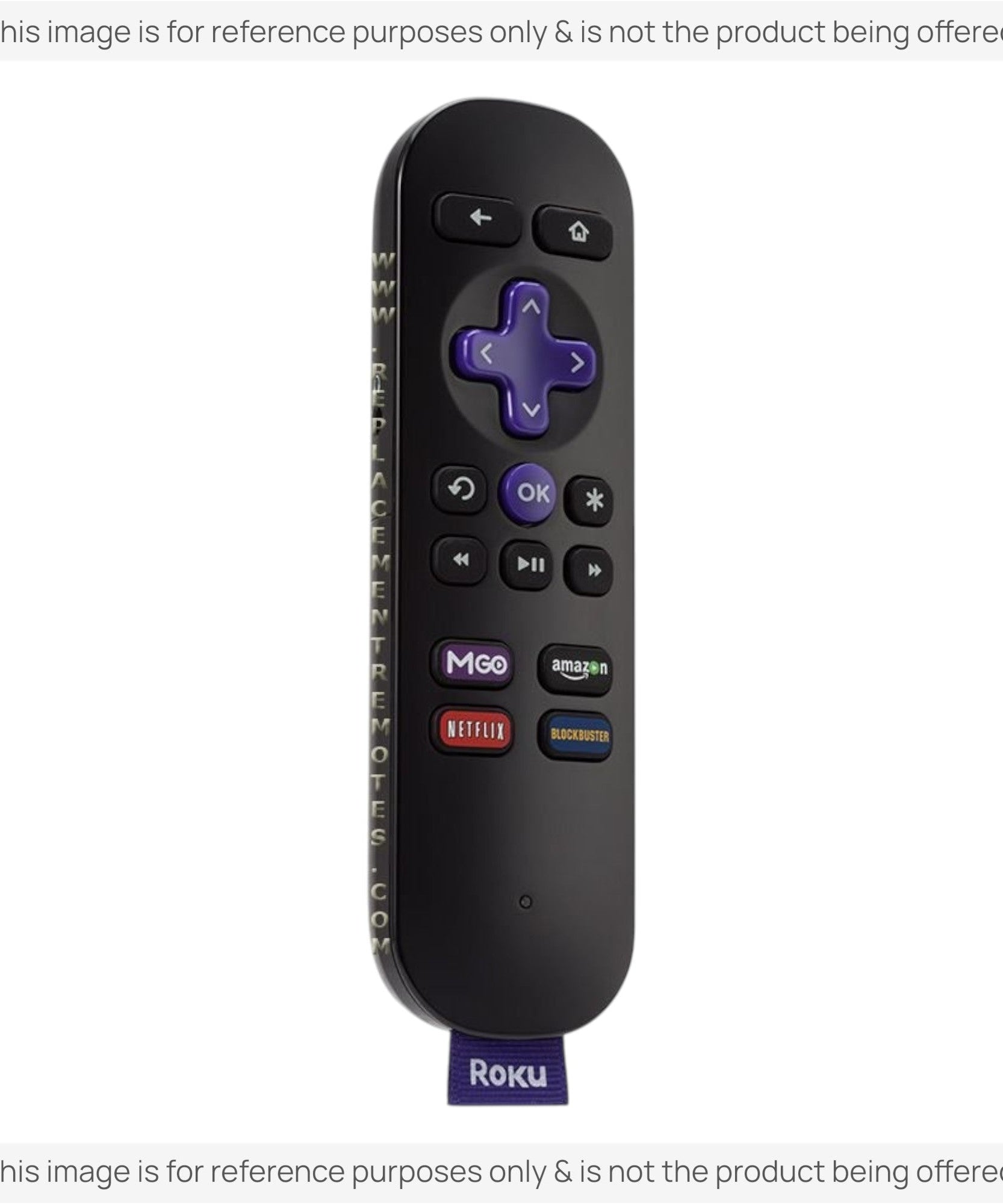 Substitute for Roku 2 RF Headphone jack Streaming Remote Control [RCGZ1, NO HEADPHONE JACK]