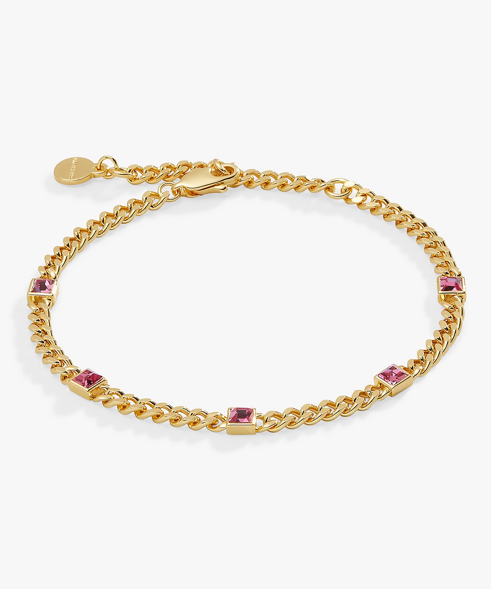 October Birthstone Rose Curb Chain Bracelet