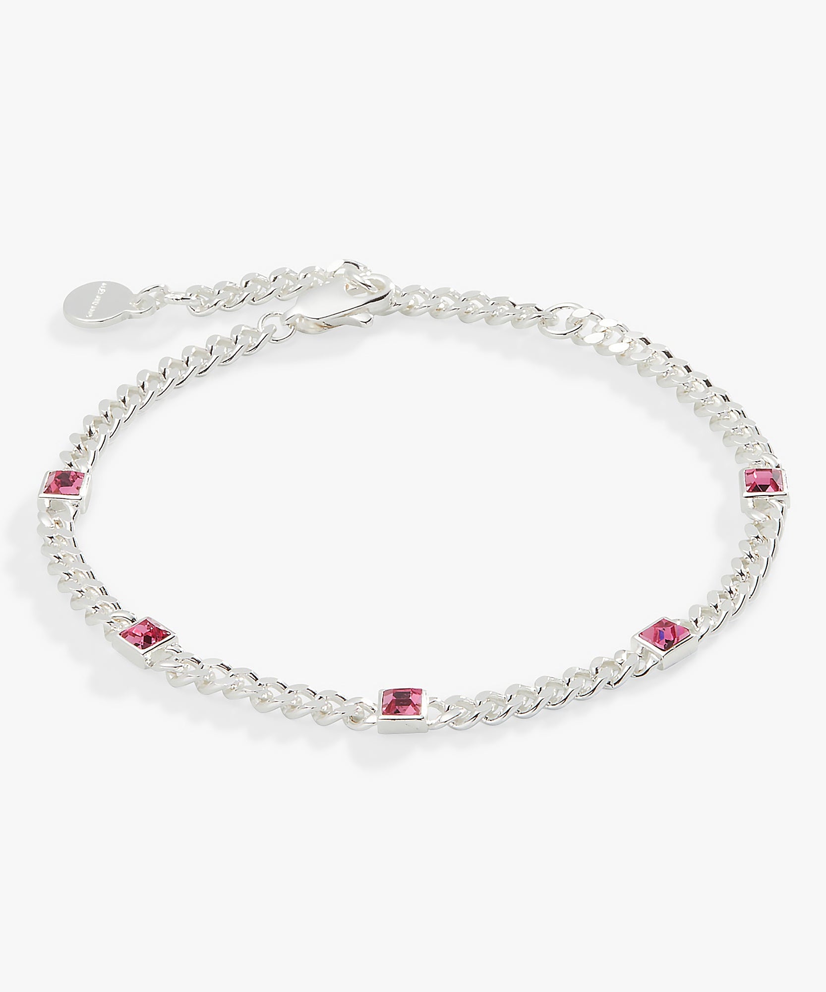 October Birthstone Rose Curb Chain Bracelet