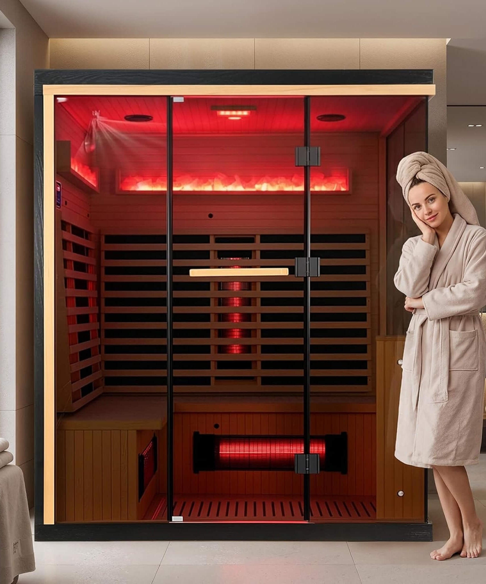Rövia Ember 4-Person Full-Spectrum Infrared Sauna With Himalayan Salt Panels [Made-To-Order] (SAK80537)