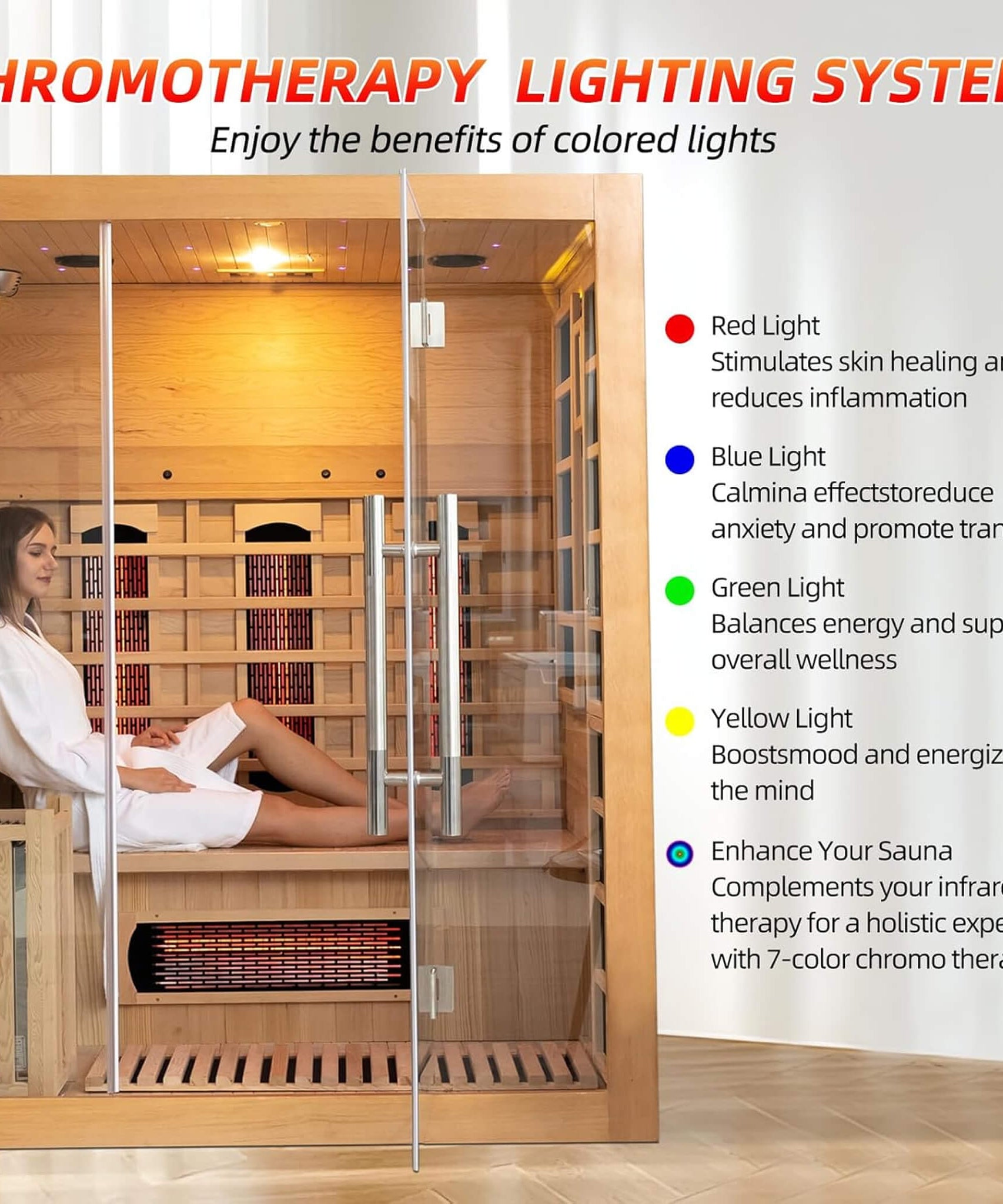 Rövia Aurora 3-Person Indoor Hybrid Sauna Room With Infrared And 4.5KW Steam Heater [Made-To-Order] (SAK41592)