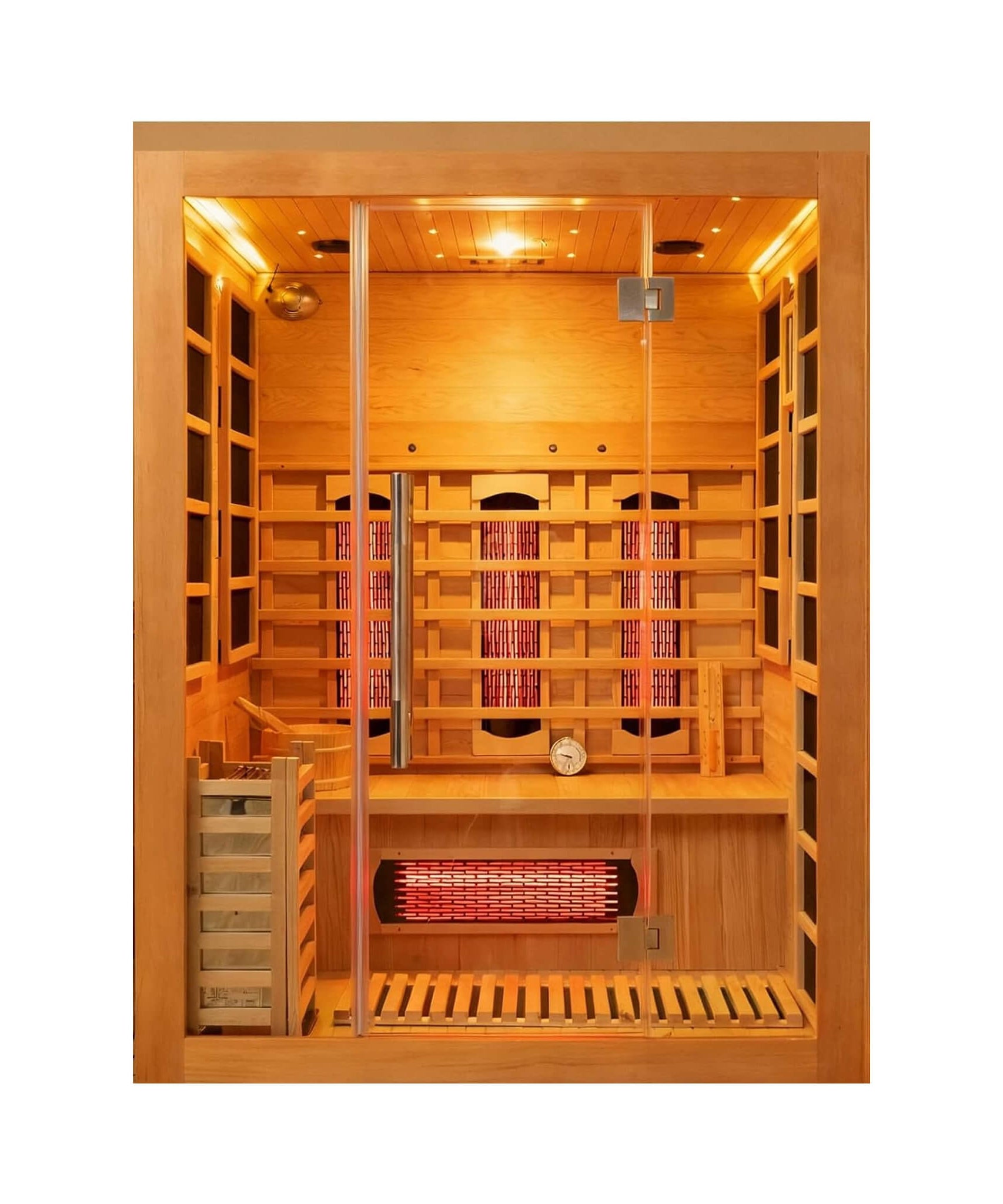Rövia Aurora 3-Person Indoor Hybrid Sauna Room With Infrared And 4.5KW Steam Heater [Made-To-Order] (SAK41592)