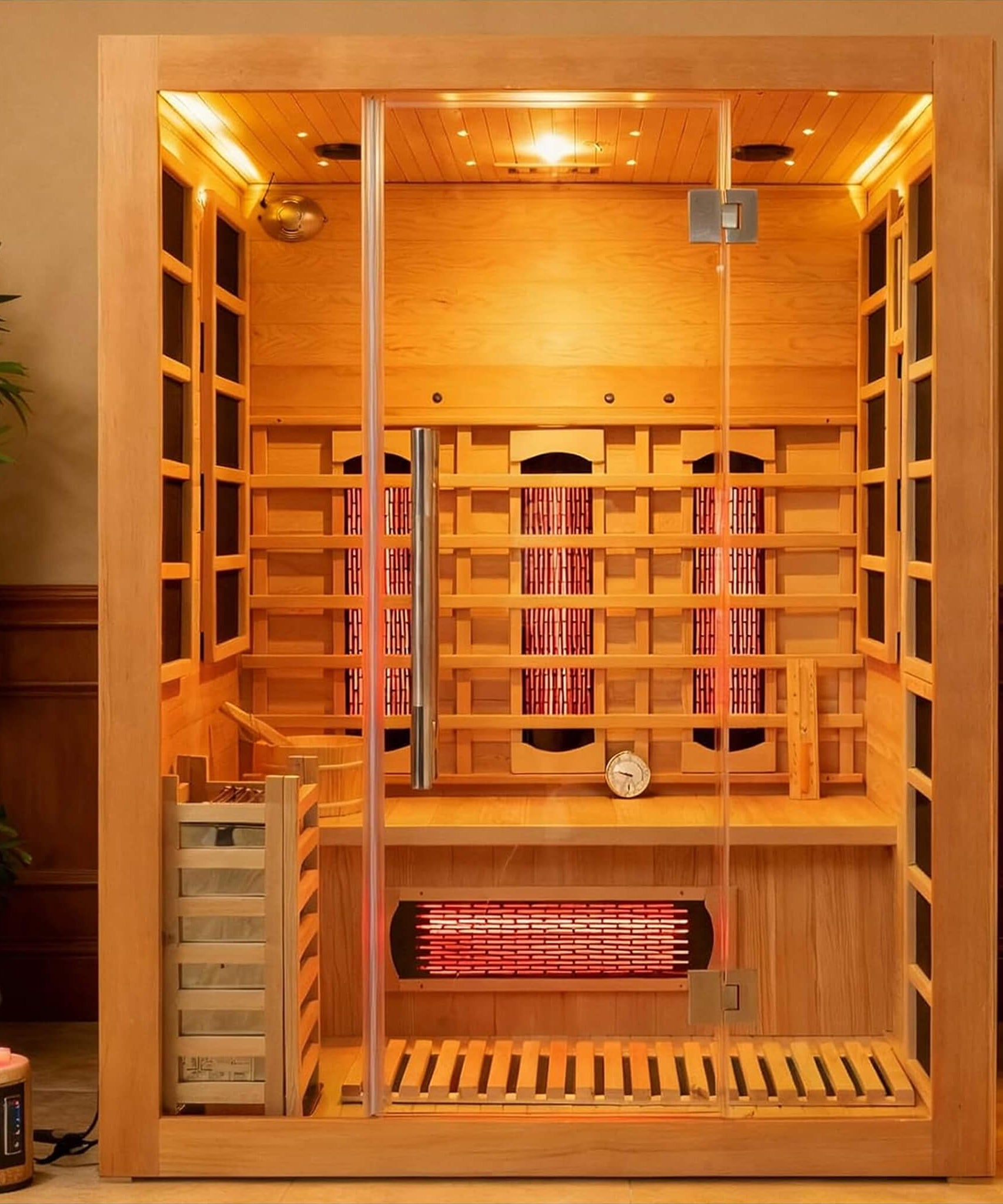 Rövia Aurora 3-Person Indoor Hybrid Sauna Room With Infrared And 4.5KW Steam Heater [Made-To-Order] (SAK41592)
