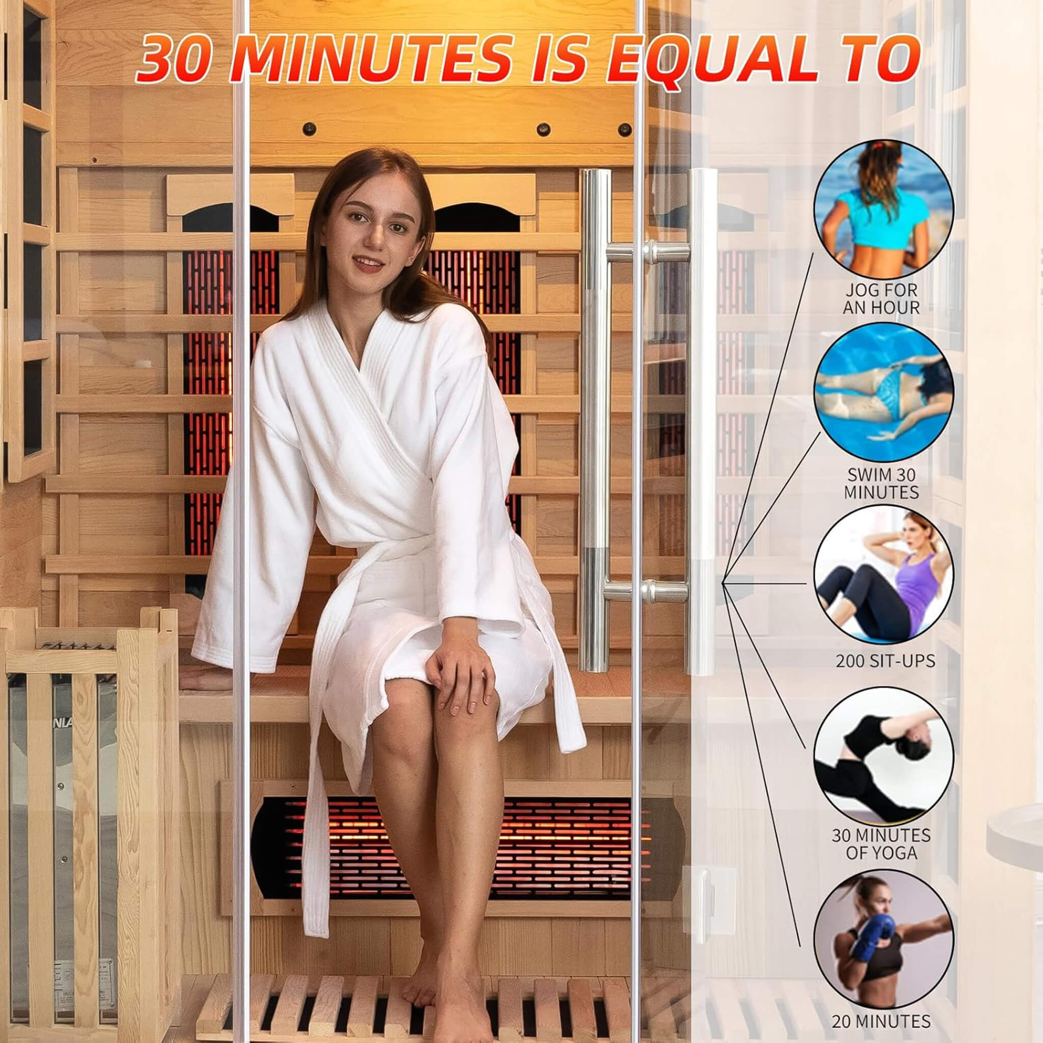 Rövia Aurora 3-Person Indoor Hybrid Sauna Room With Infrared And 4.5KW Steam Heater [Made-To-Order] (SAK41592)