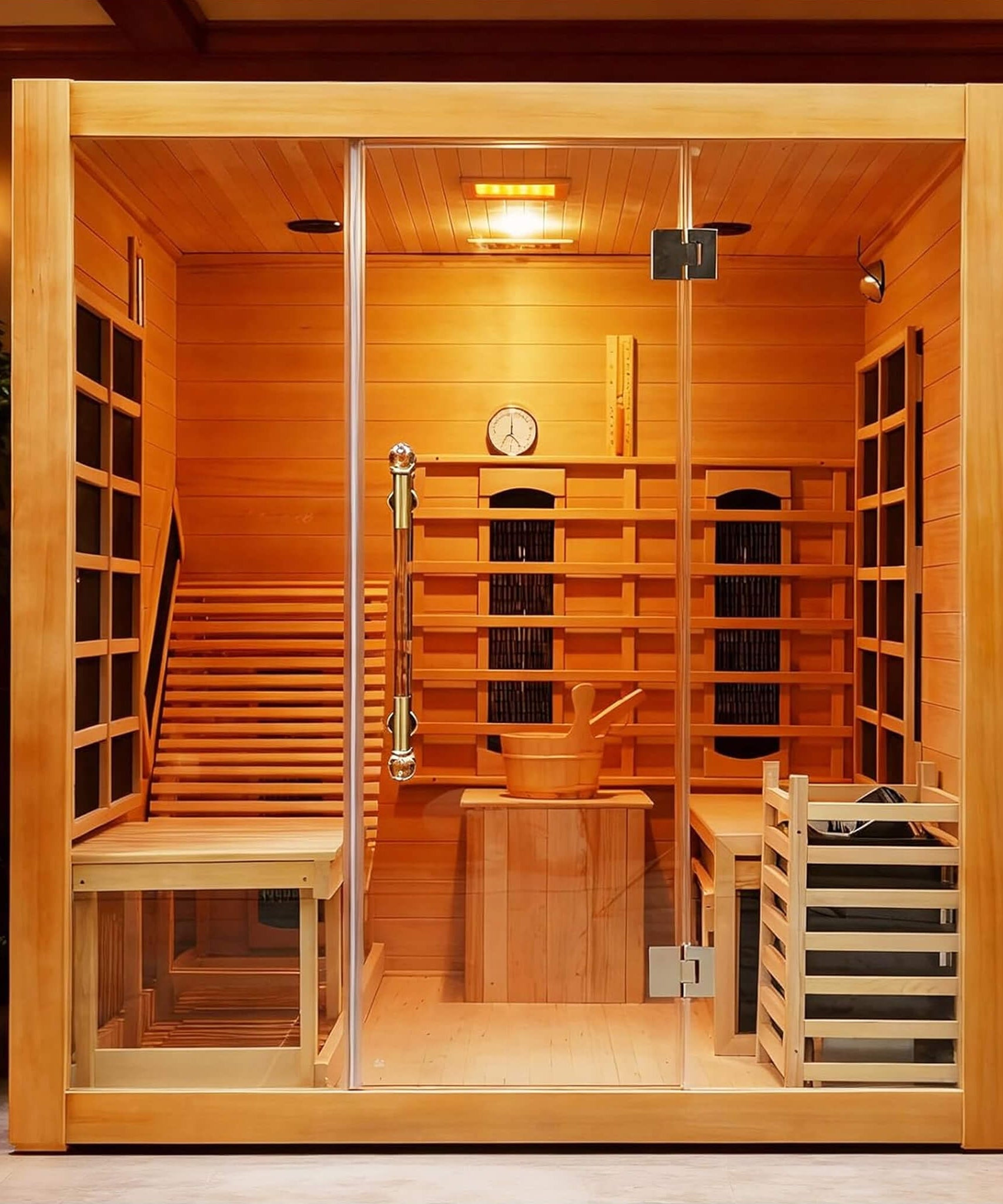 Rövia Oasis 3-Person Indoor Hybrid Sauna Room With Built-In Lounge Chair [Made-To-Order] (SAK35182)