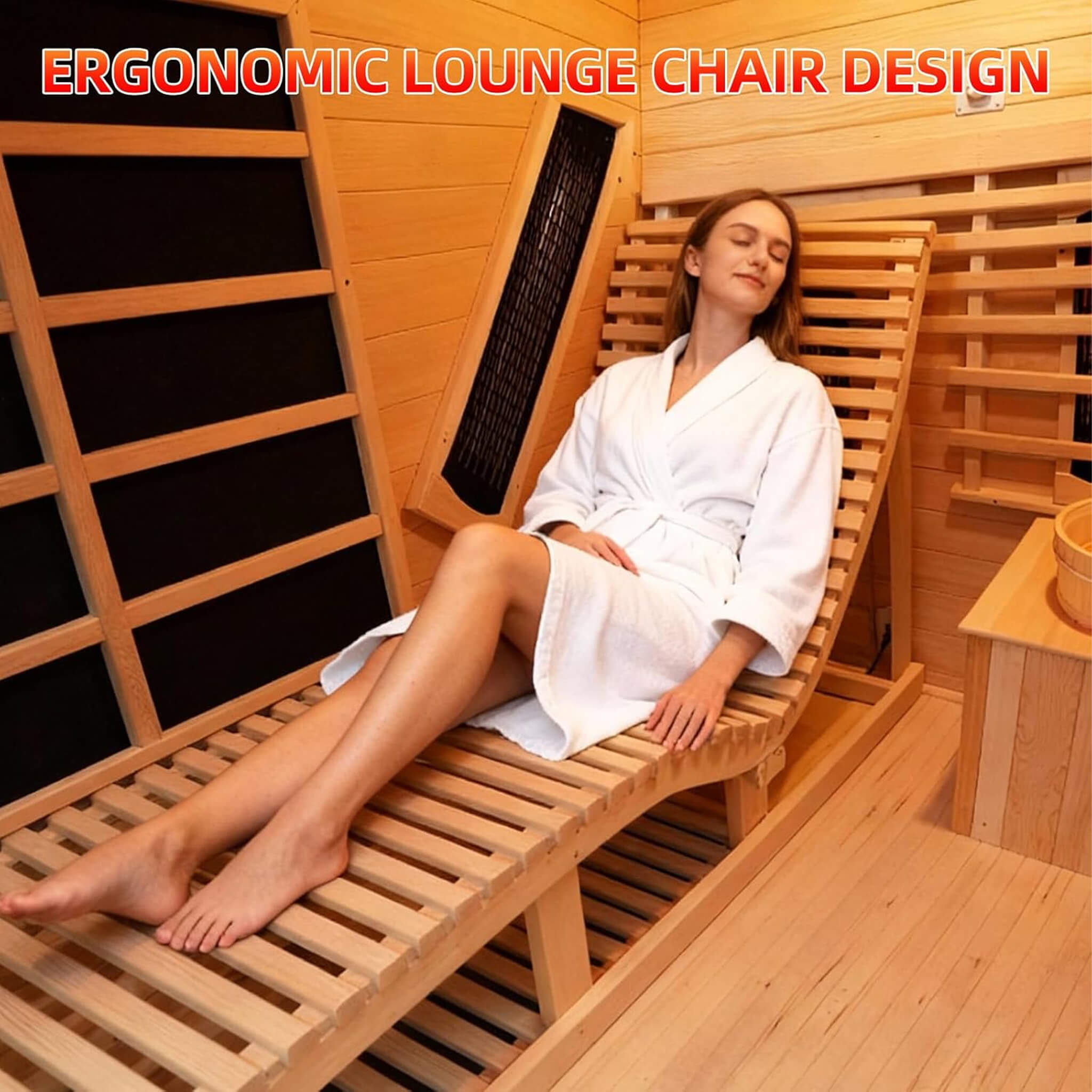 Rövia Oasis 3-Person Indoor Hybrid Sauna Room With Built-In Lounge Chair [Made-To-Order] (SAK35182)