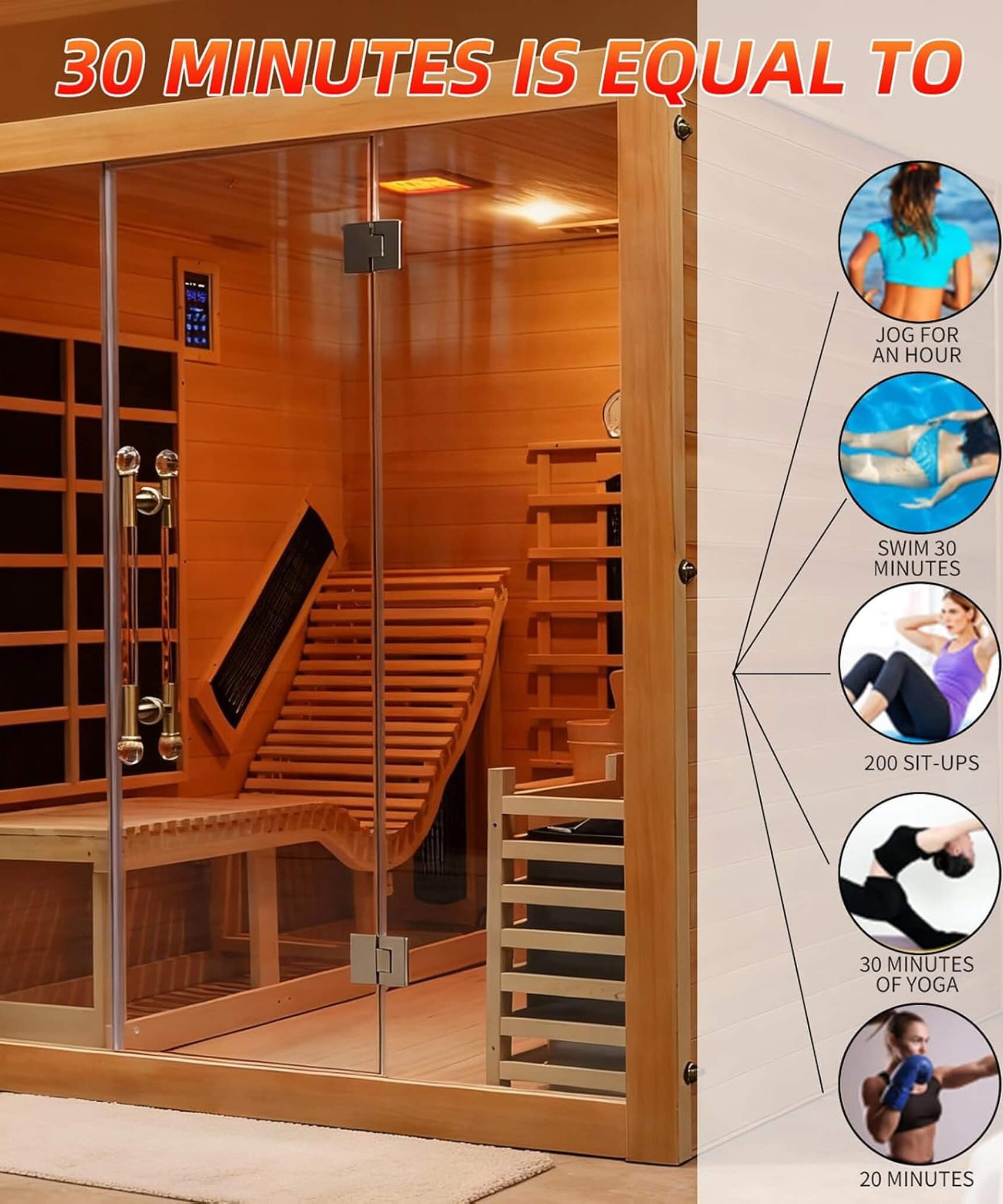 Rövia Oasis 3-Person Indoor Hybrid Sauna Room With Built-In Lounge Chair [Made-To-Order] (SAK35182)