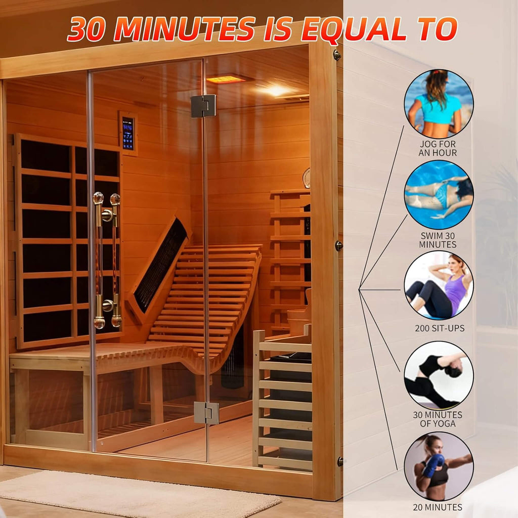 Rövia Oasis 3-Person Indoor Hybrid Sauna Room With Built-In Lounge Chair [Made-To-Order] (SAK35182)