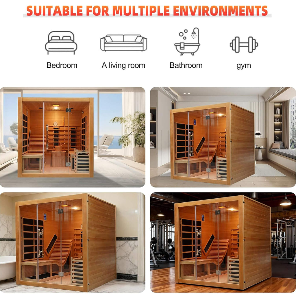 Rövia Oasis 3-Person Indoor Hybrid Sauna Room With Built-In Lounge Chair [Made-To-Order] (SAK35182)