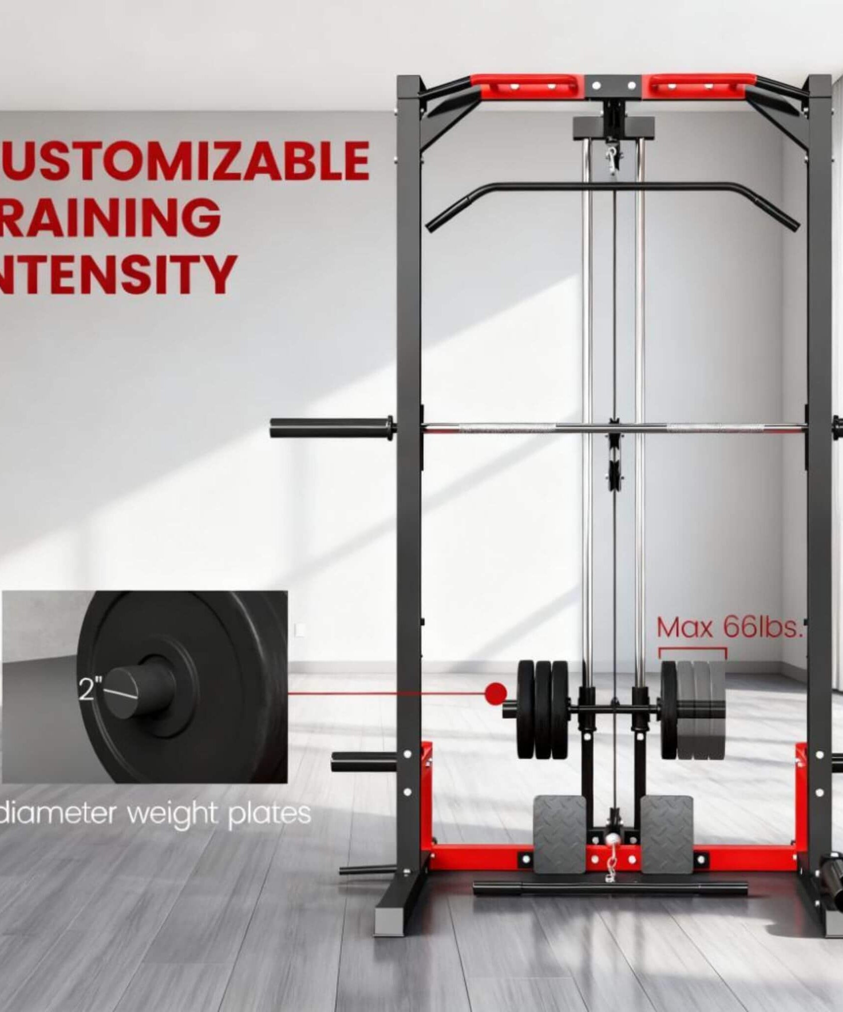 Rovix All-In-One Home Gym Squat Rack With Pull Up And Lat System (SAK95431)
