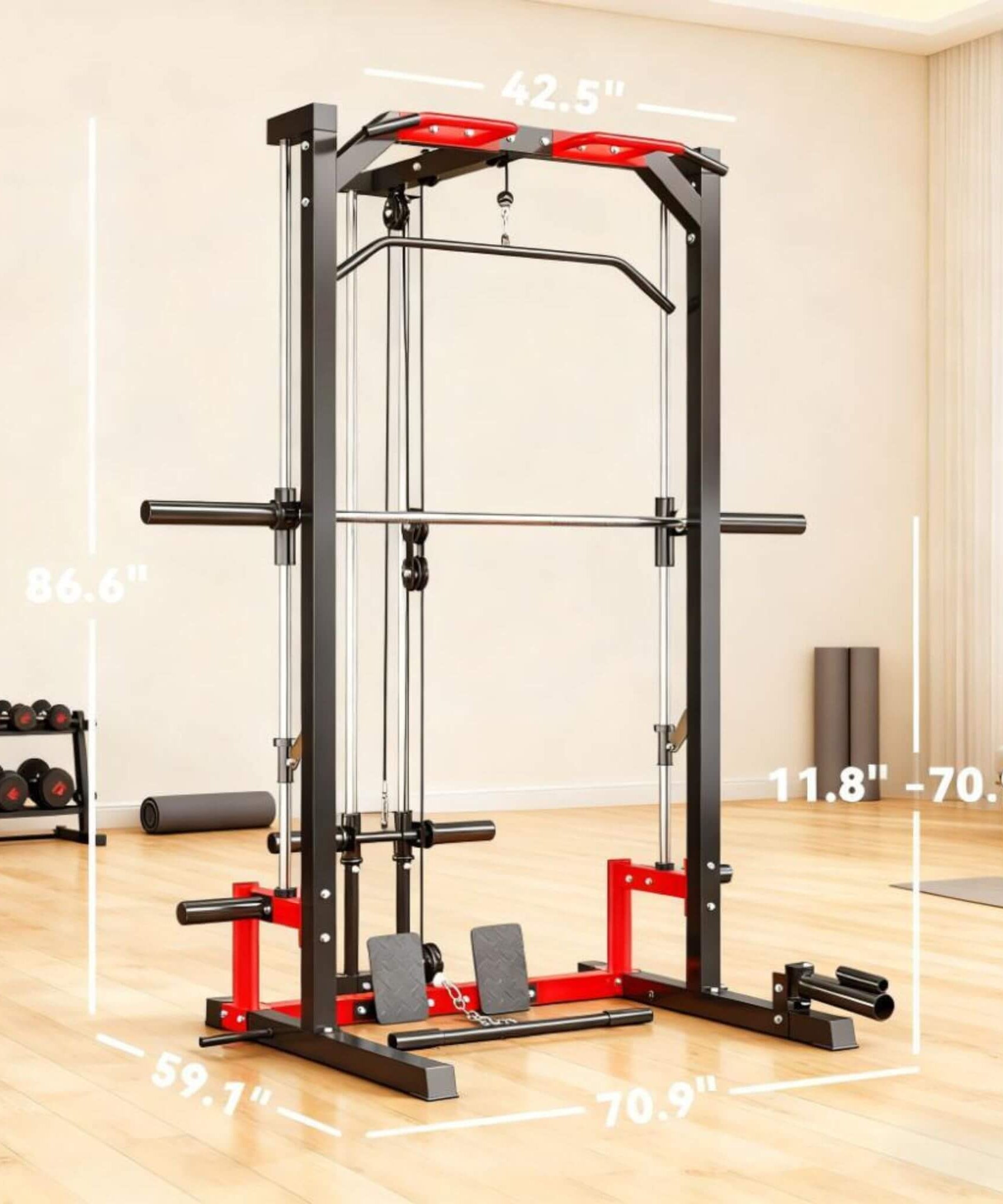 Rovix All-In-One Home Gym Squat Rack With Pull Up And Lat System (SAK95431)