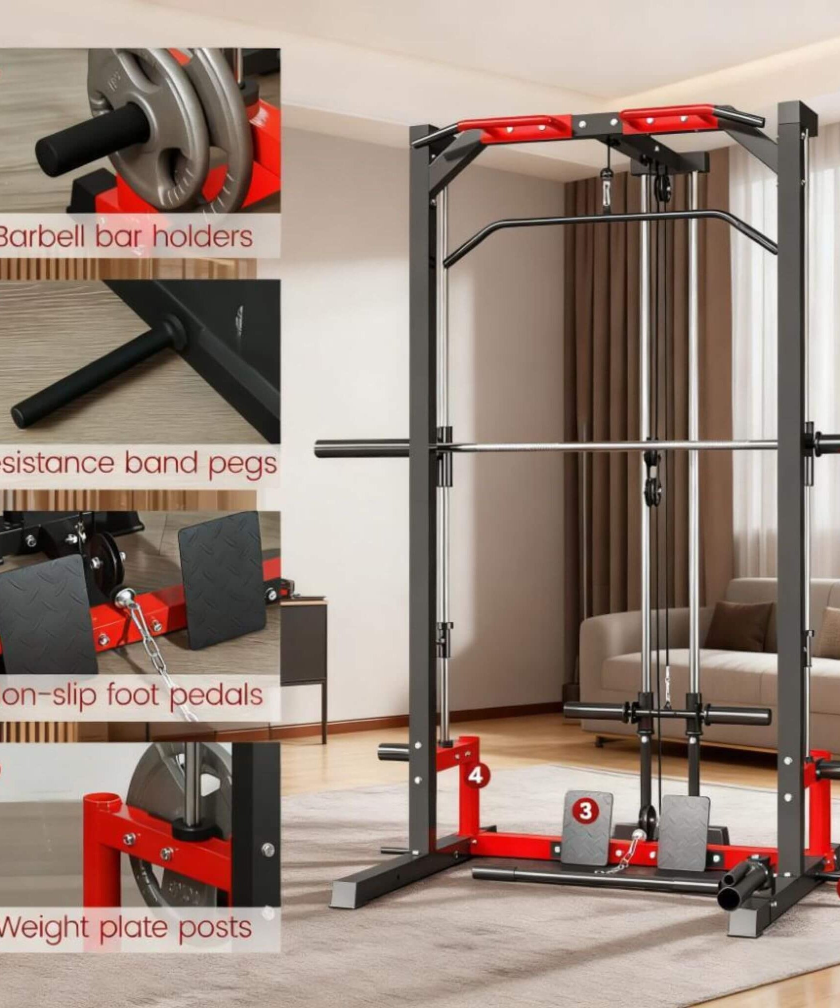 Rovix All-In-One Home Gym Squat Rack With Pull Up And Lat System (SAK95431)