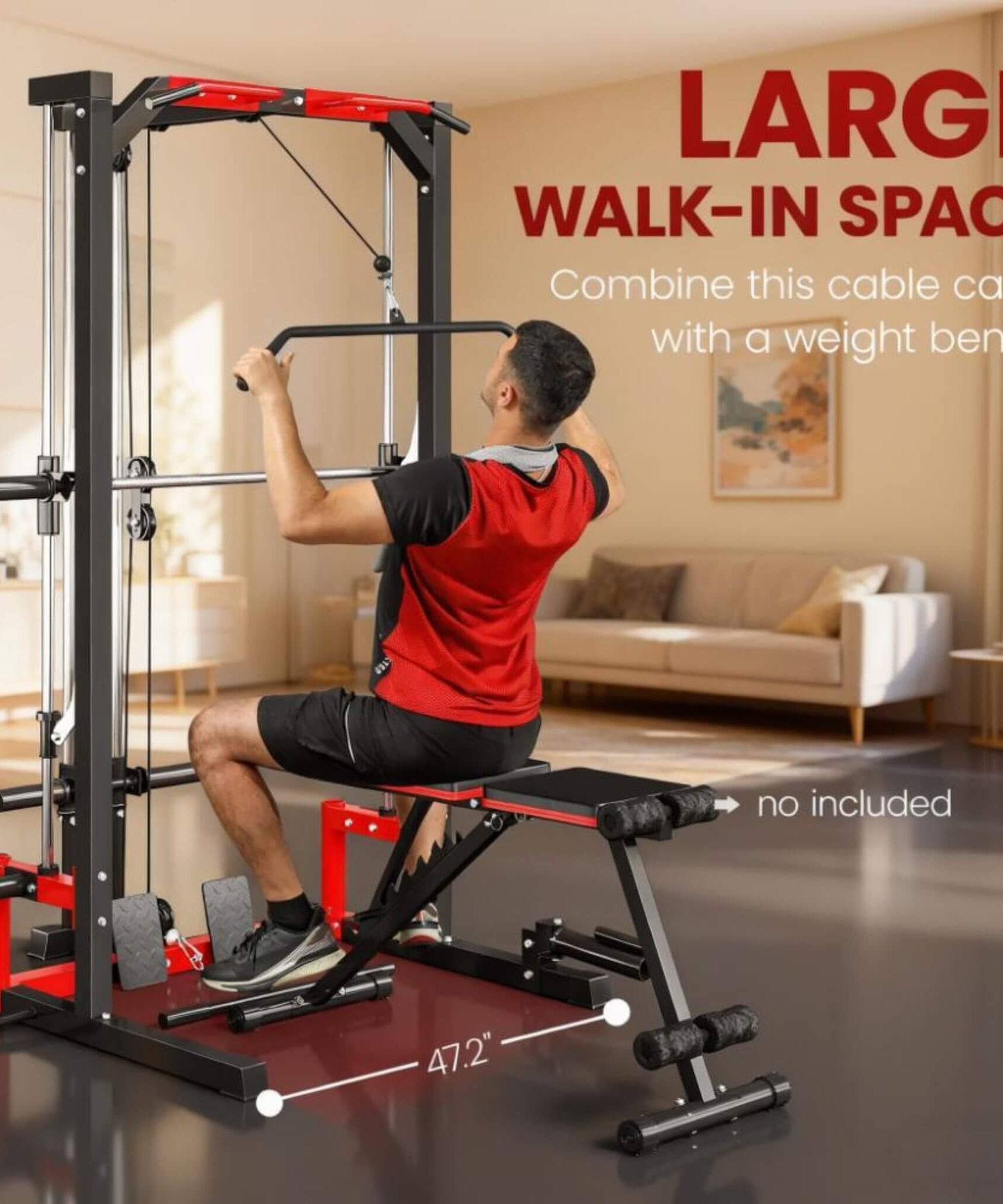 Rovix All-In-One Home Gym Squat Rack With Pull Up And Lat System (SAK95431)