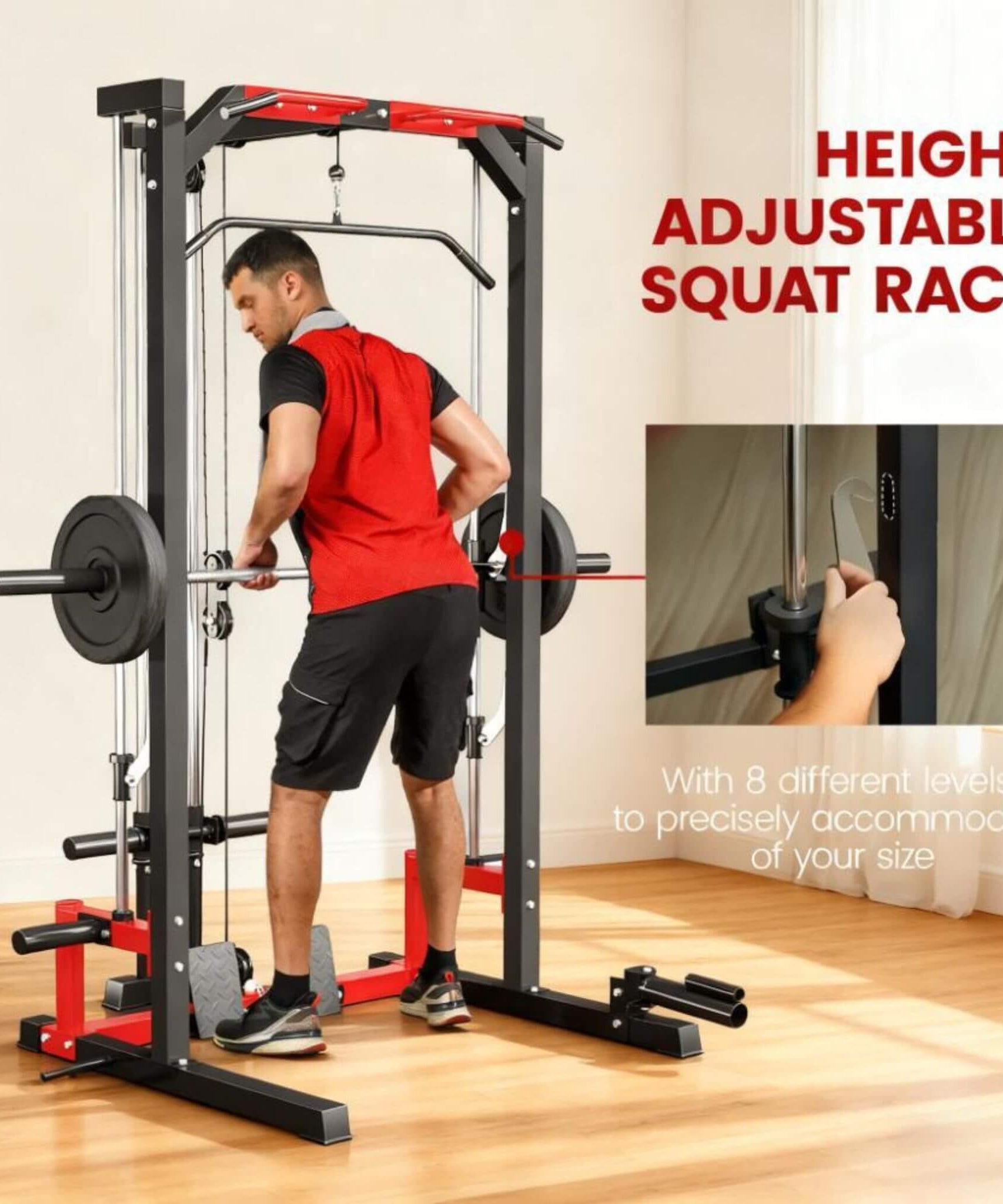 Rovix All-In-One Home Gym Squat Rack With Pull Up And Lat System (SAK95431)