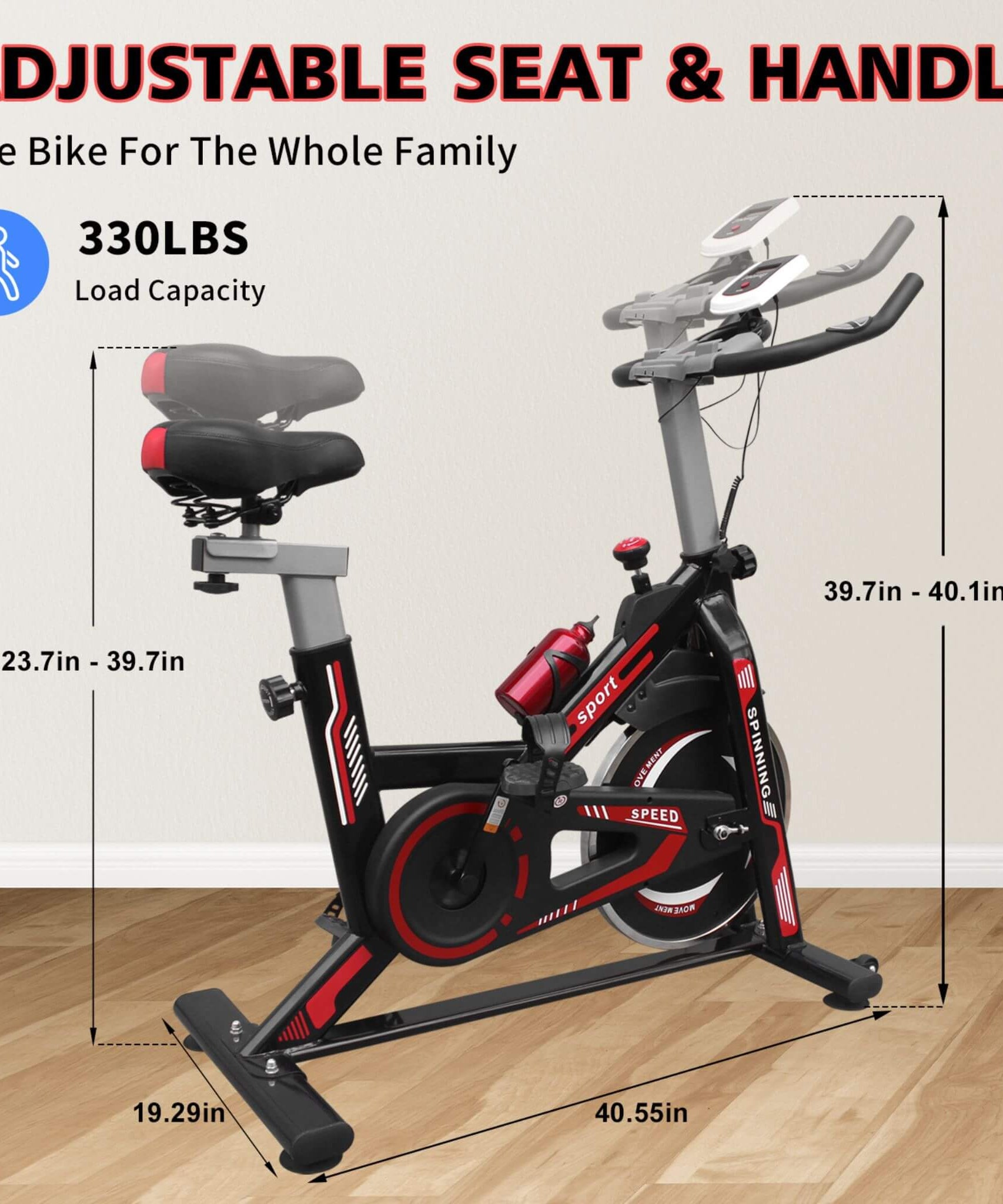 Rovix Indoor Exercise Spin Bike With Comfortable Cushioned Seat (SAK71645)