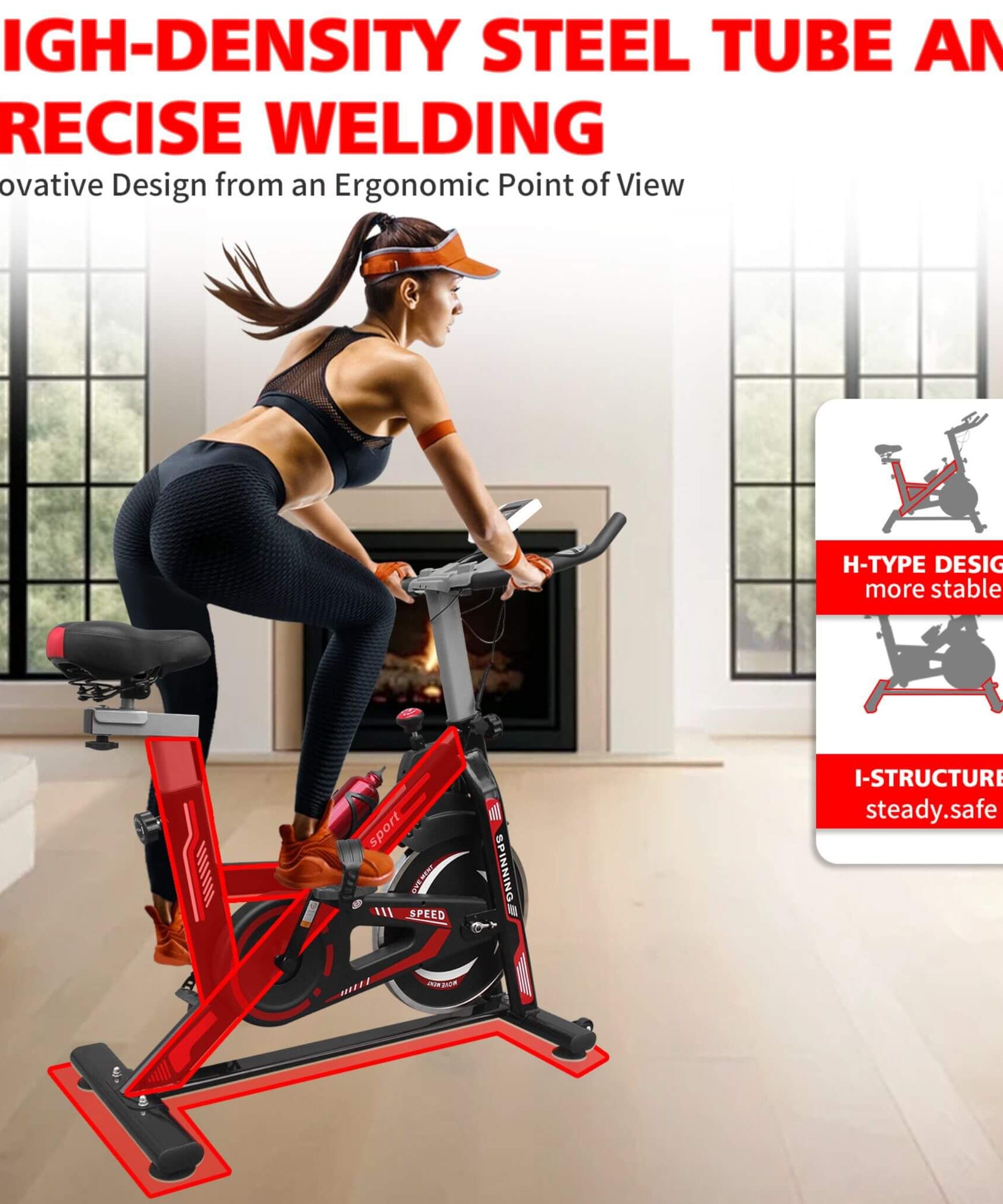 Rovix Indoor Exercise Spin Bike With Comfortable Cushioned Seat (SAK71645)