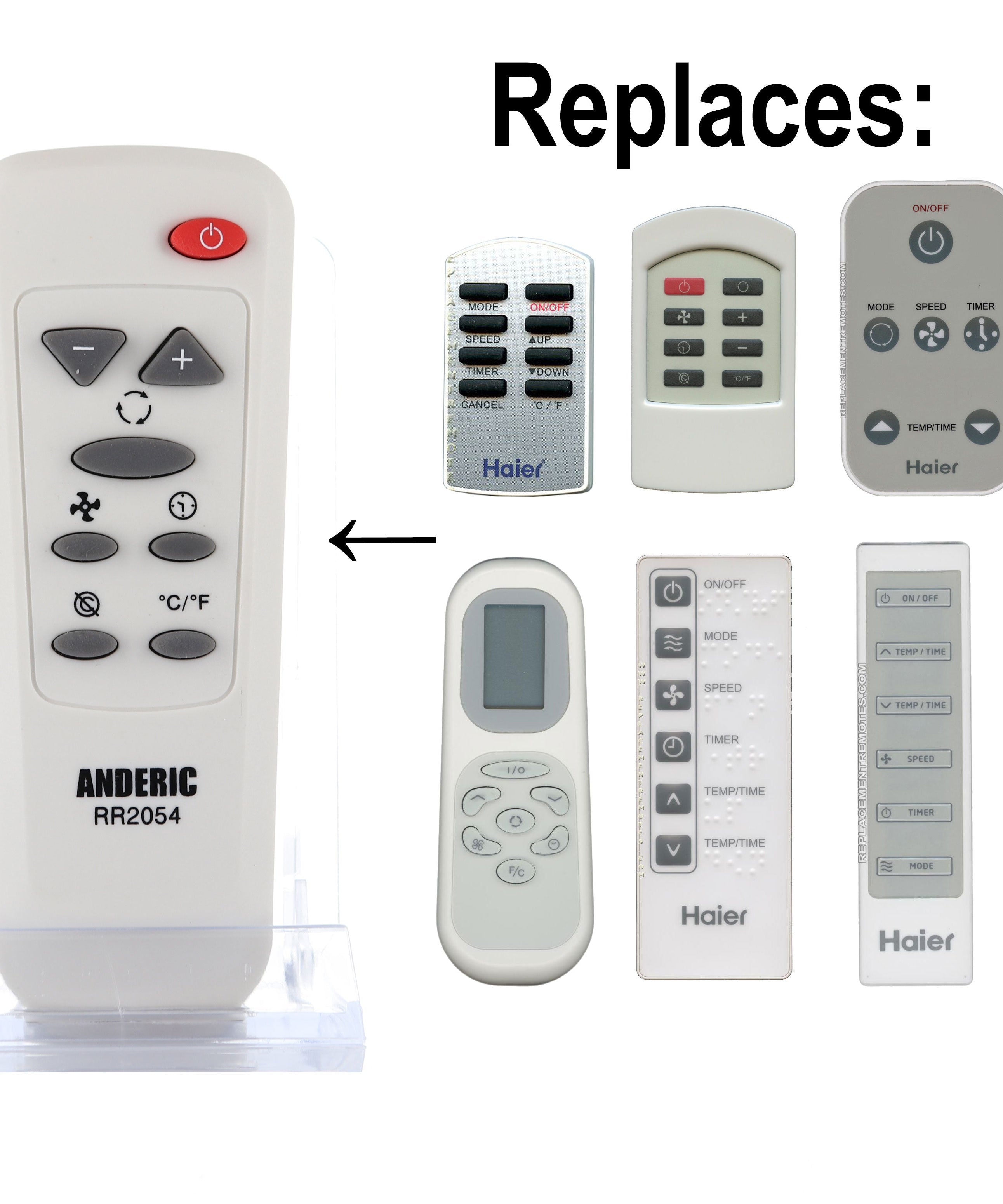 Anderic RR2054 Replacement A/C Air Conditioner Remote Control for Haier and Others | Portable | Window | Room - RR2054