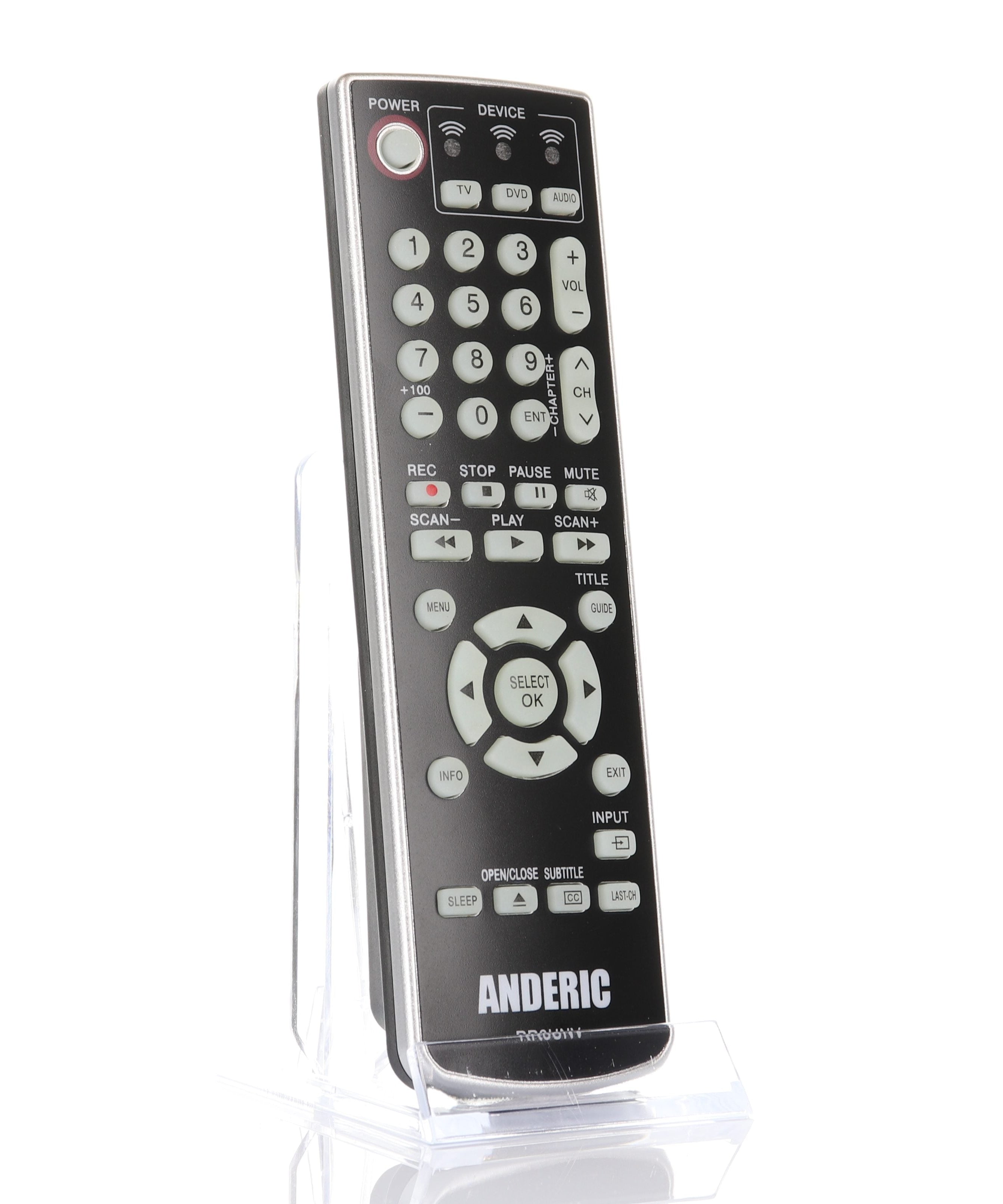 Anderic RR3UNV 3-Device Universal Remote Control for TV/DVD/VCR/Cable/Sat/Audio with Learning