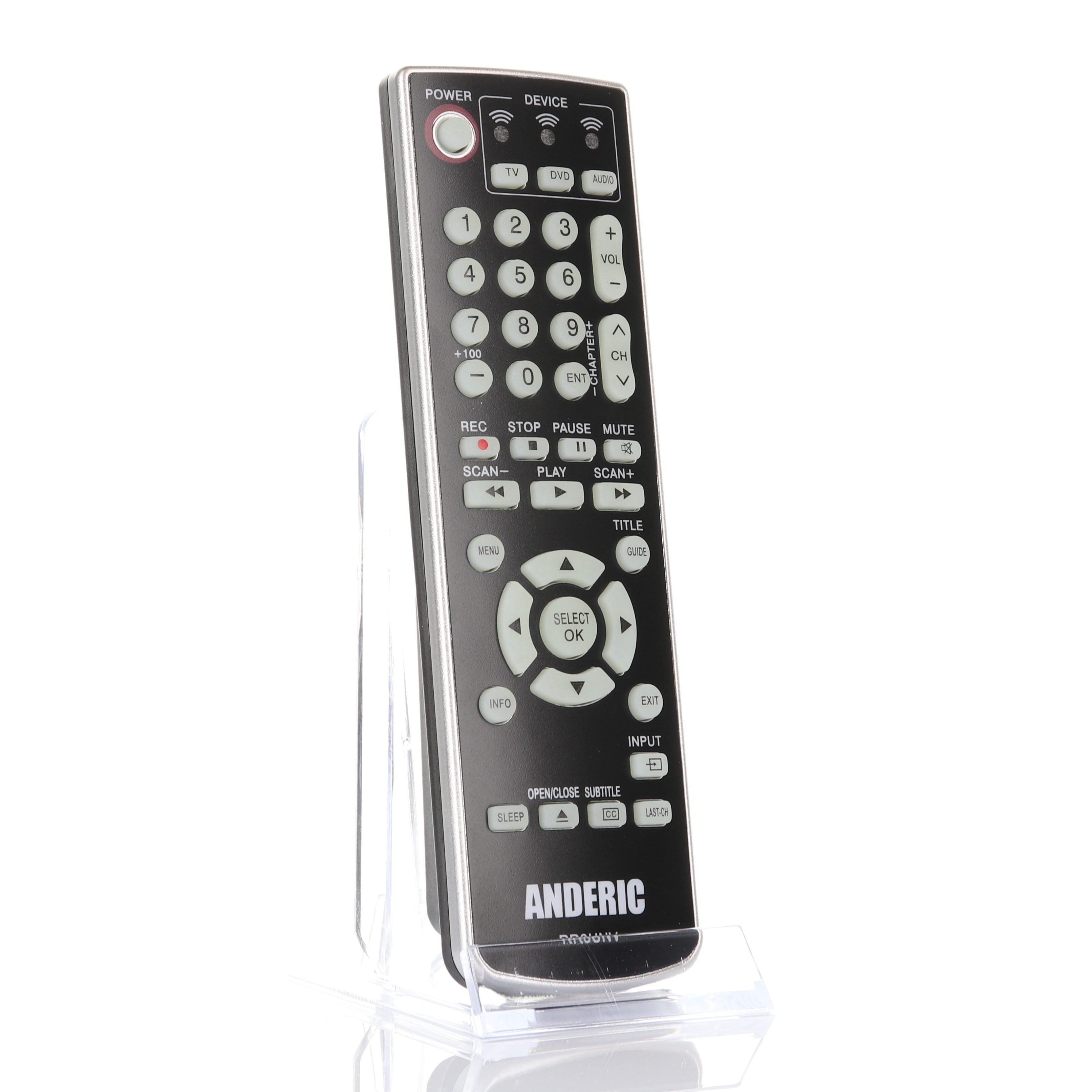 Anderic RR3UNV 3-Device Universal Remote Control for TV/DVD/VCR/Cable/Sat/Audio with Learning