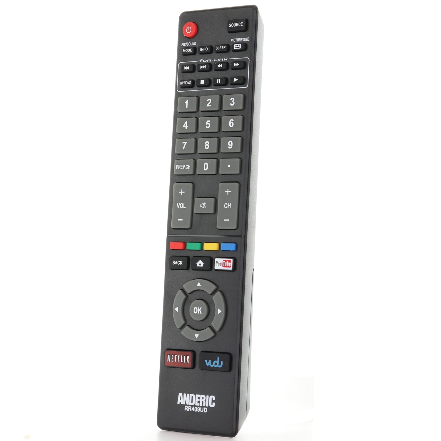 Anderic RR409UD Replacement TV Remote Control for Magnavox and Sanyo NH409UD, NH410UP, and Others