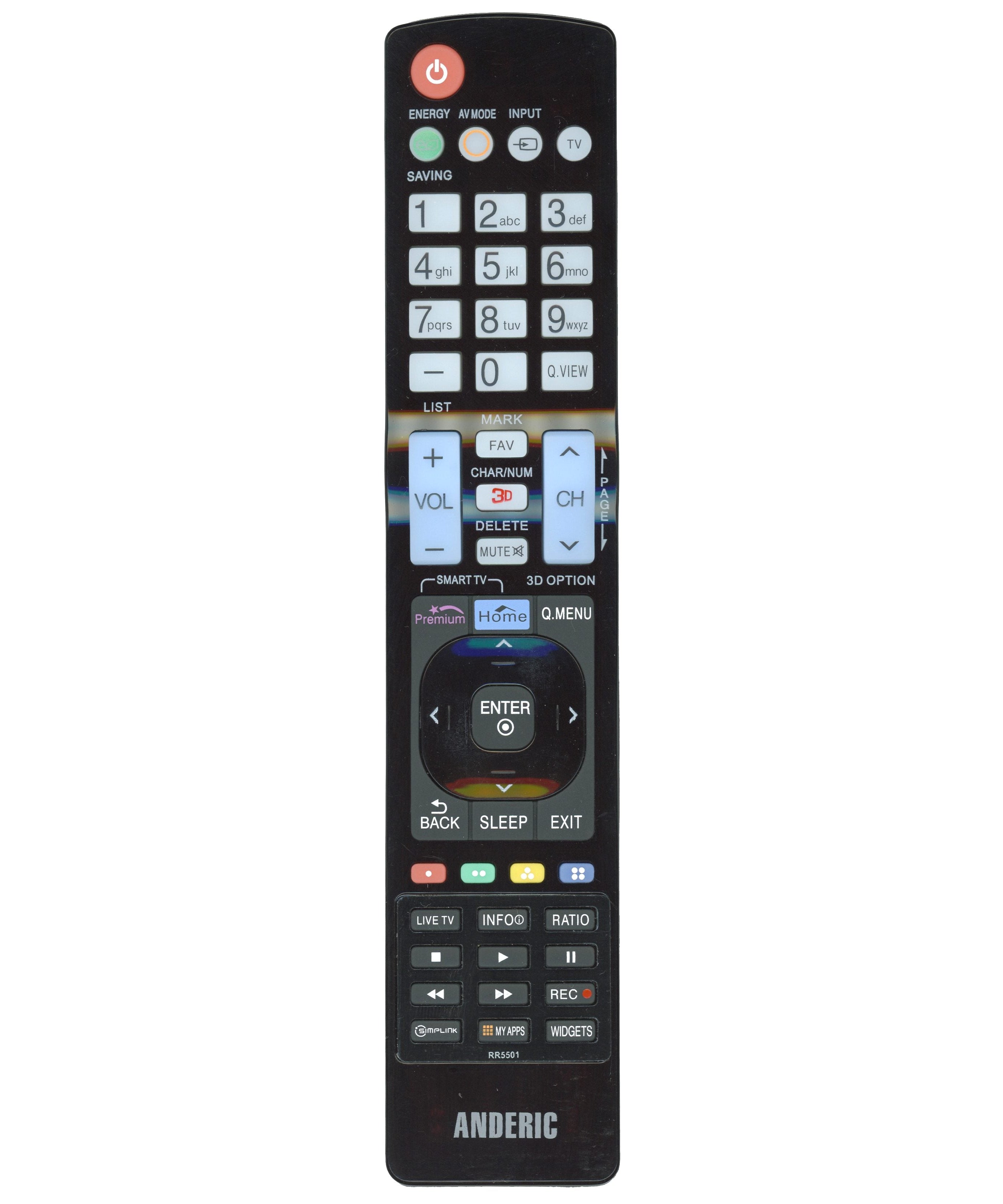 Anderic RR5501 Replacement TV Remote Control for LG AKB74115501 and Others