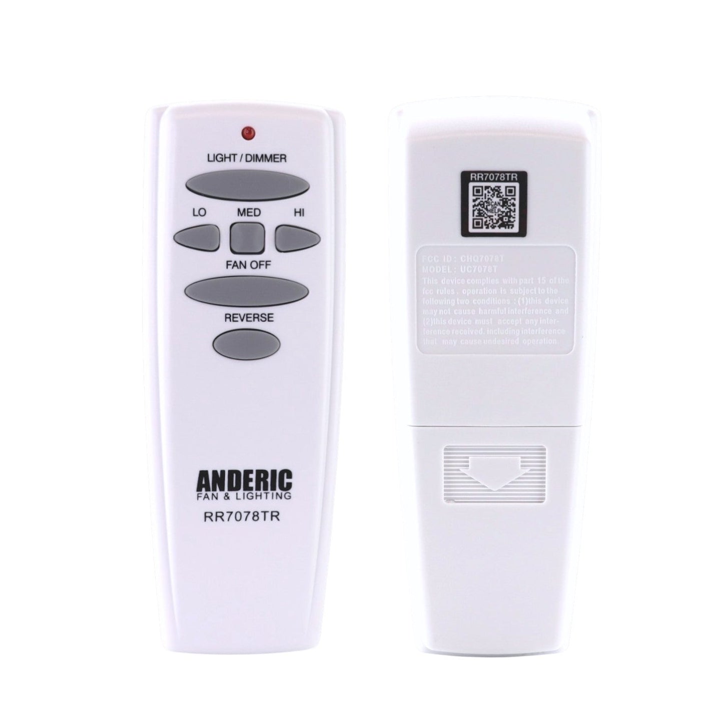 Anderic UC7078T with Reverse Ceiling Fan Remote Control for Hampton Bay | HD6 | UC7078T | CHQ7078T - RR7078TR