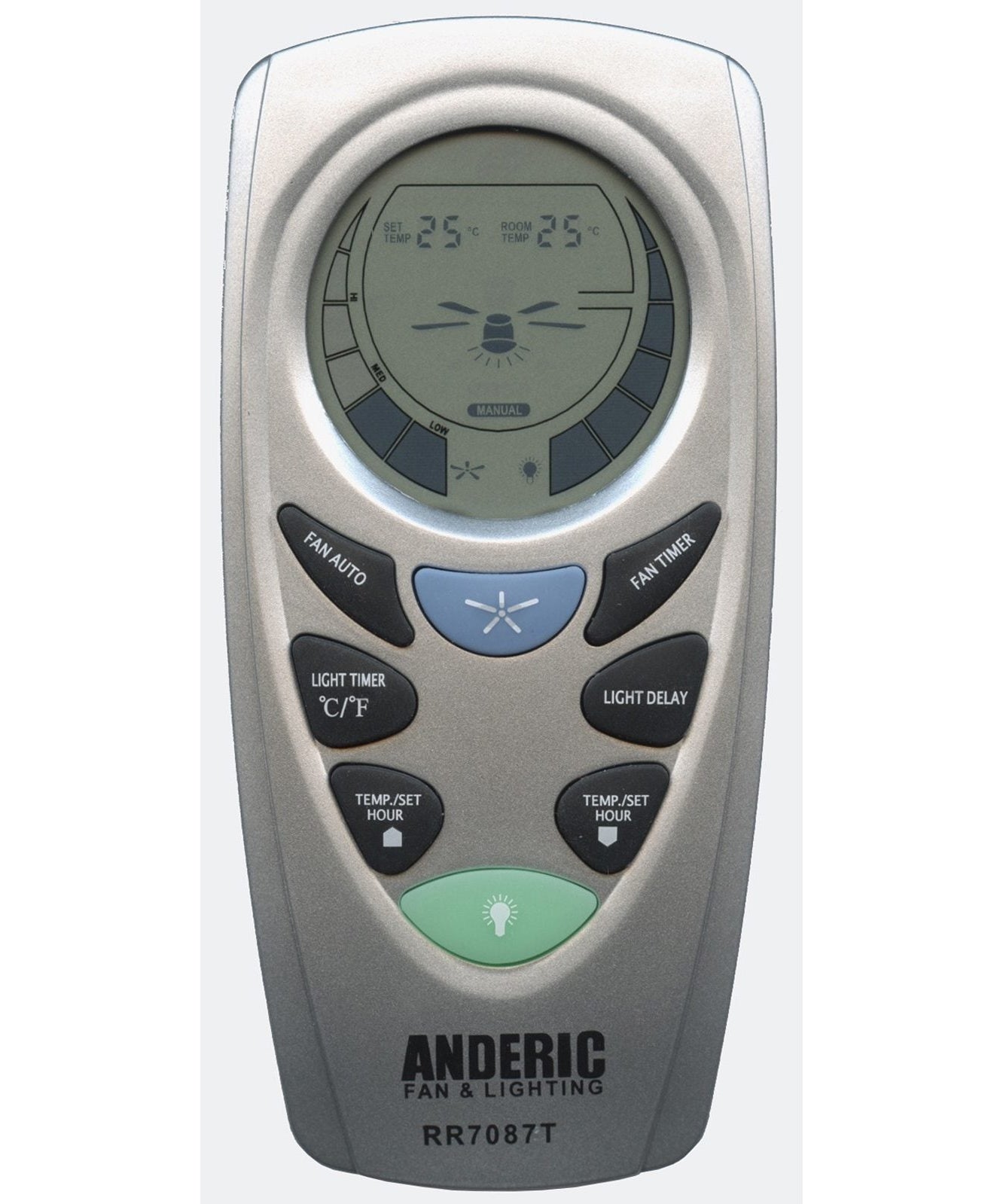 Anderic RR7087T Replacement Thermostatic Ceiling Fan Remote Control with Fan Timer Key | CHQ7087T