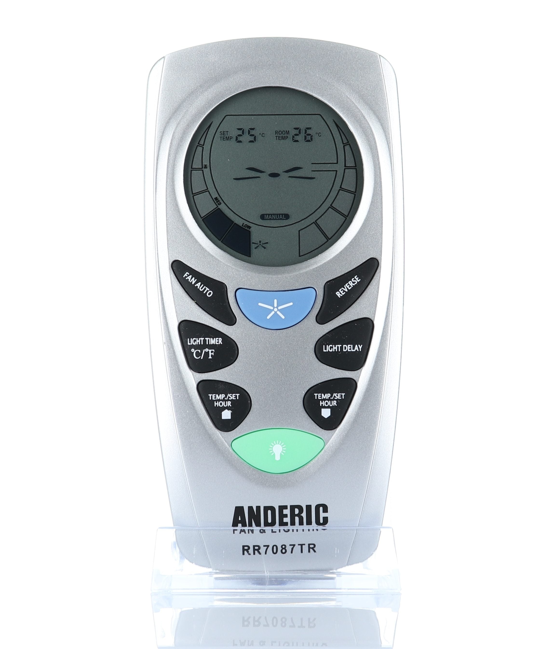 Anderic RR7087TR Replacement Thermostatic Ceiling Fan Remote Control with Reverse Key - CHQ7087T