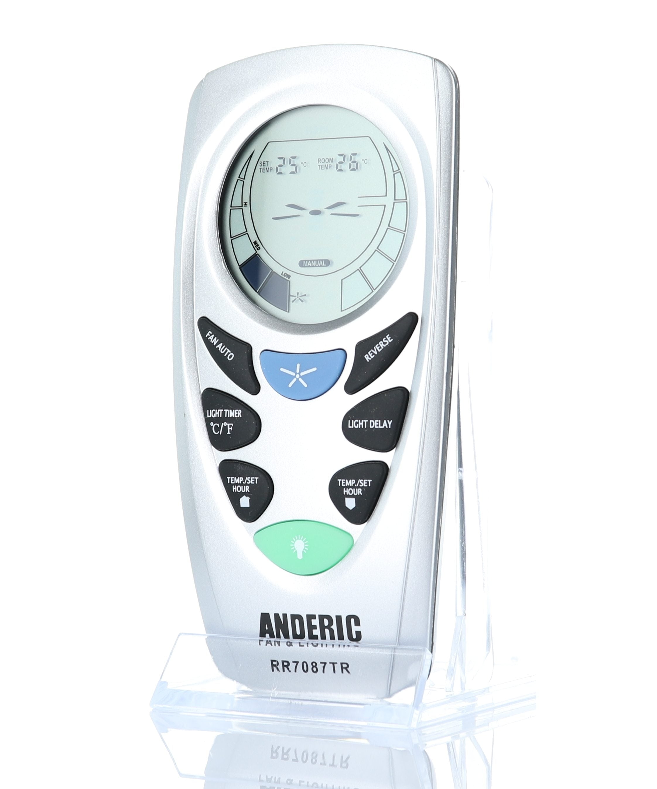 Anderic RR7087TR Replacement Thermostatic Ceiling Fan Remote Control with Reverse Key - CHQ7087T