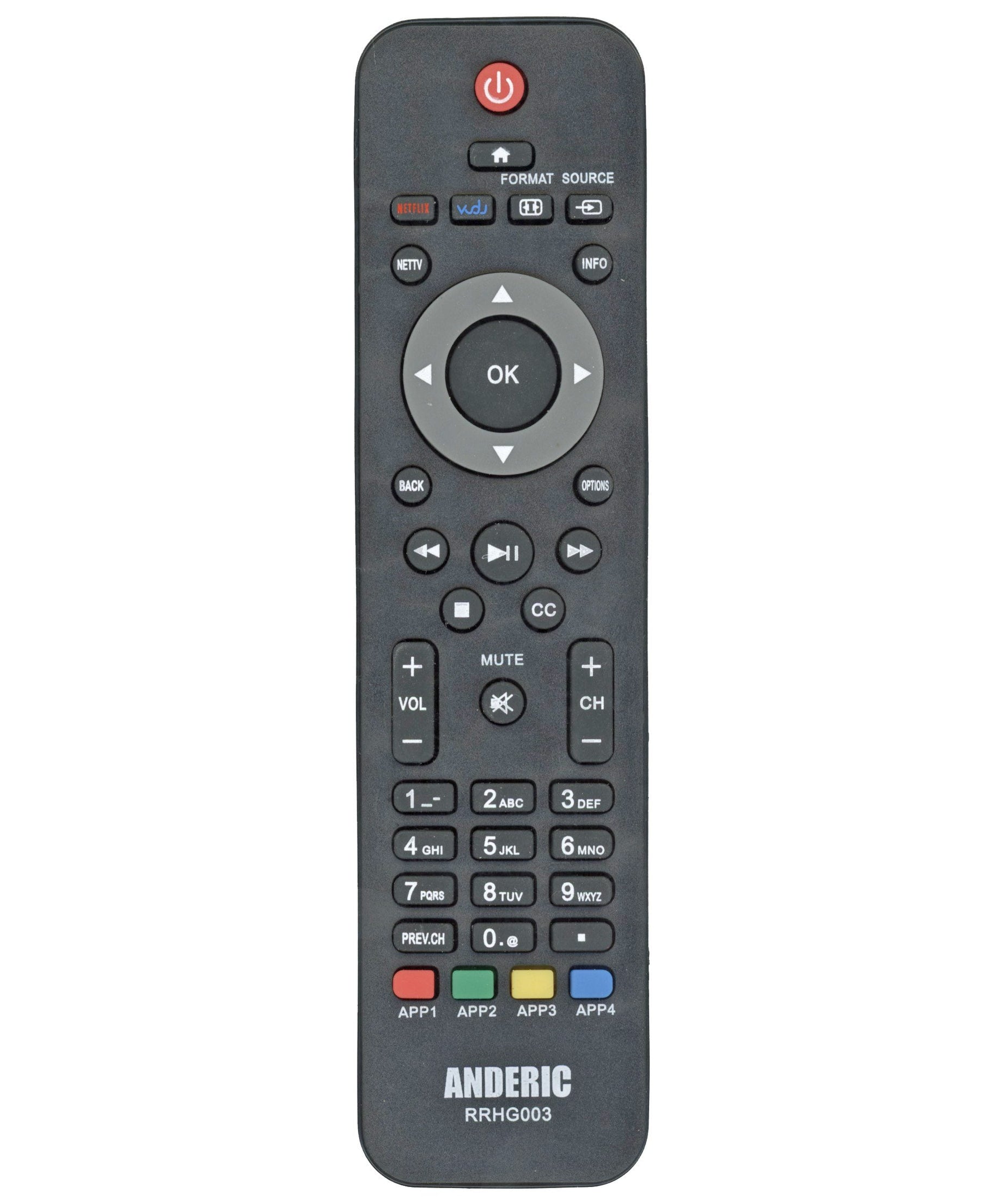 Anderic RRHG003 Replacement Smart TV Remote Control for Philips | URMT39JHG003, URMT42JHG003, URMT39JHG004