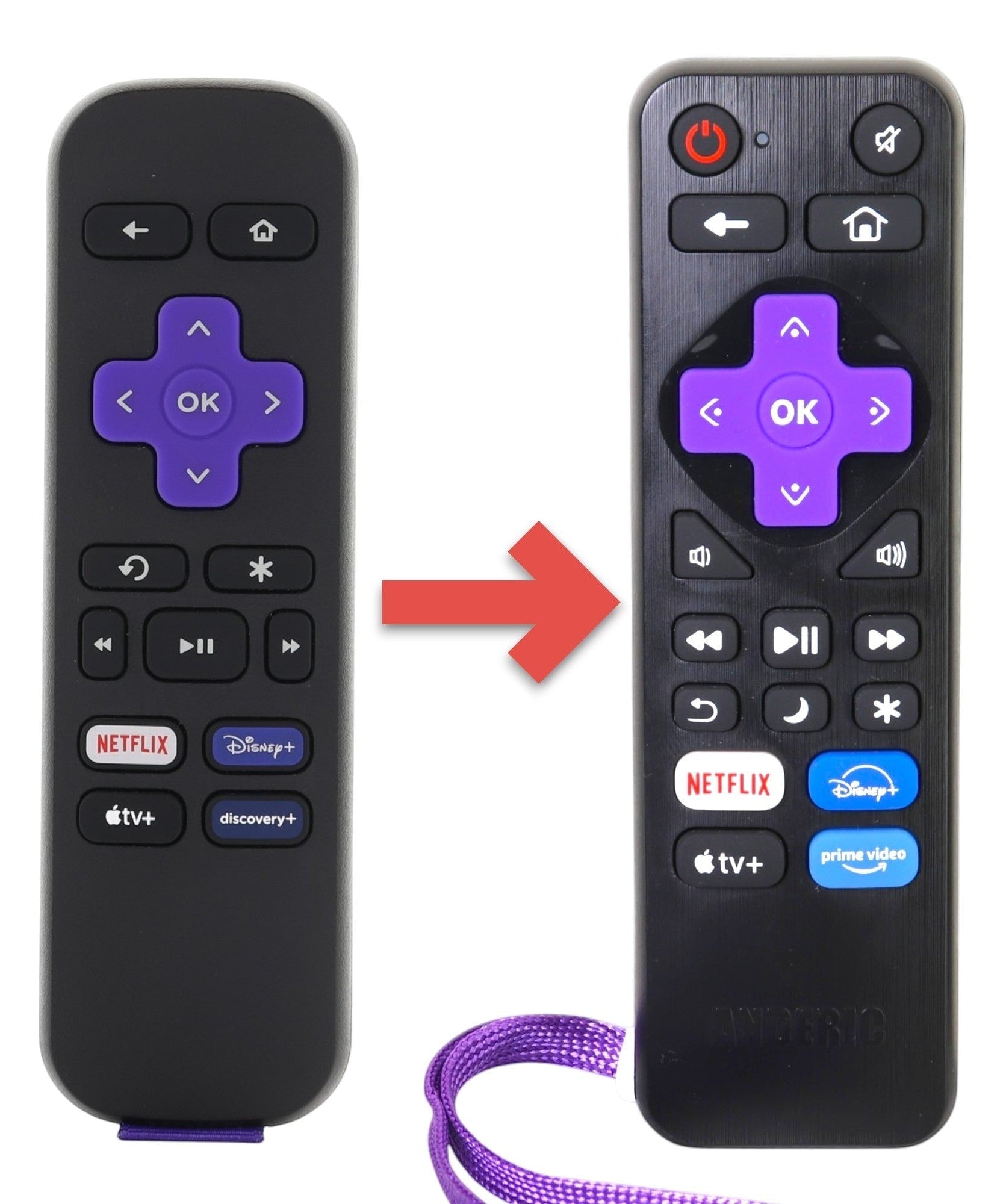 Substitute for Roku RC-ALIR EXPRESS Streaming Remote Control 3226001237 [RRST01]